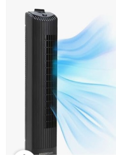 Amazon Basics 28" 60-Degree Oscillating Tower Fan for Bedroom, Living Room, Office, With 3 Speeds, Intuitive Mechanical Control, Black, 35W, 27.8"H x 9.4"D x 9.4"W