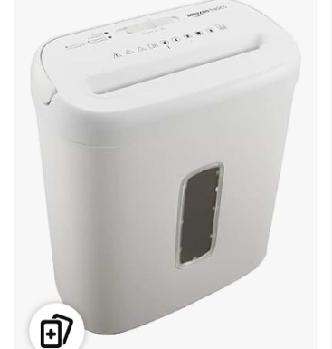 Amazon Basics Cross Cut Paper and Credit Card Shredder for Security - 8-Sheet, Heavy Duty, White