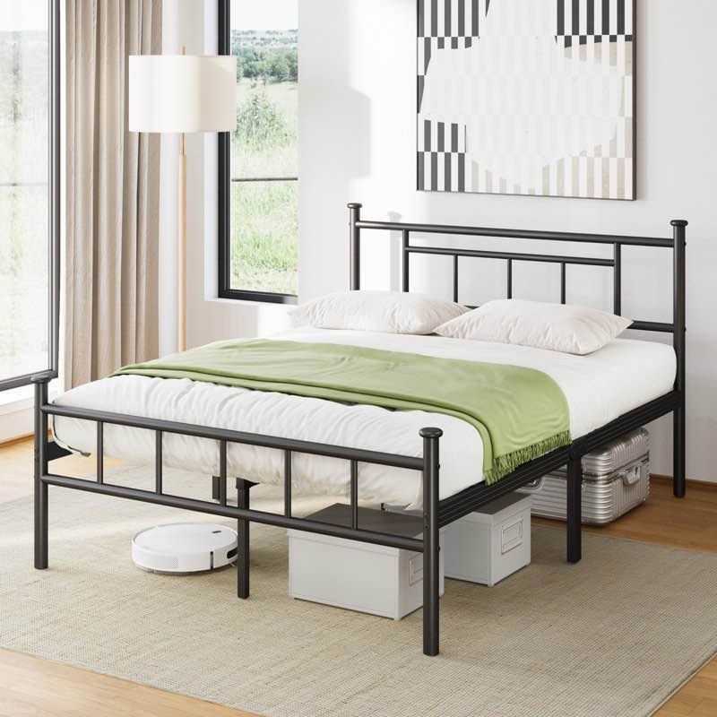 Carrold 42" Platform Bed Frame with Headboard and Footboard ,Heavy Duty Metal Iron Structure,No Box Spring Needed