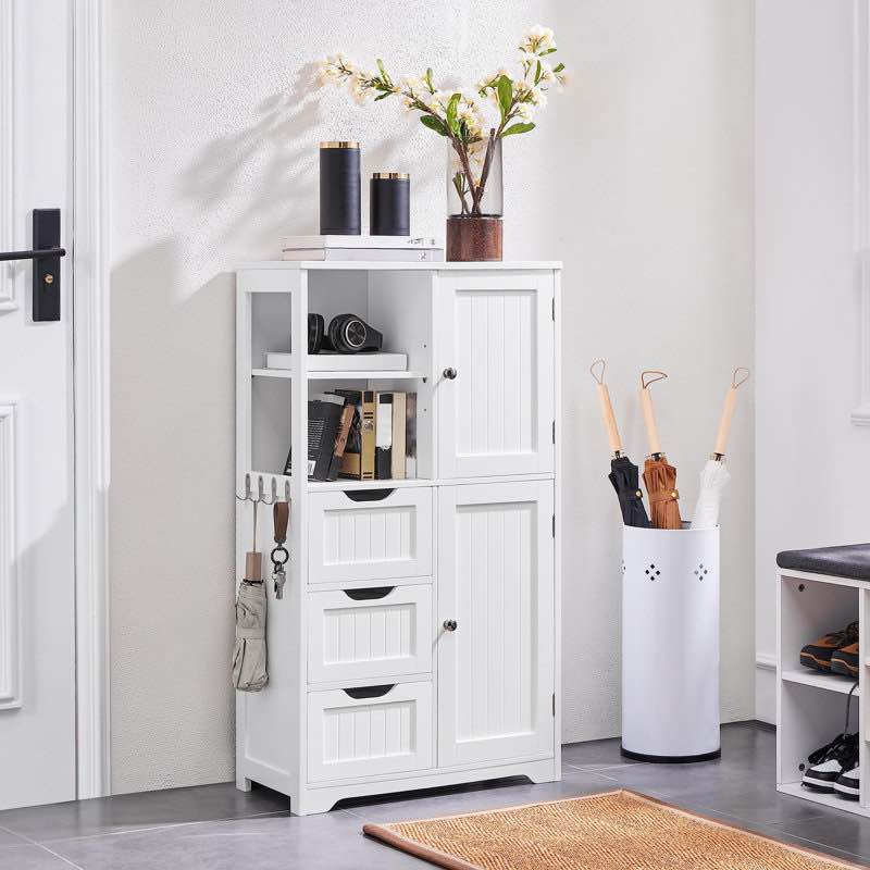 42? Tall Freestanding Bathroom Storage Cabinet Unit with Open Compartments