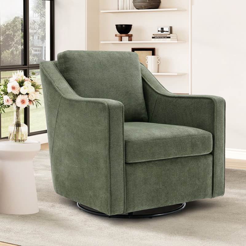 Charitini Big & Tall Removable Wide Swivel Accent Chair, Full Back Upholstered Fabric Lounge Chair, 360° Rotation, Modern Living Room Accent Chair