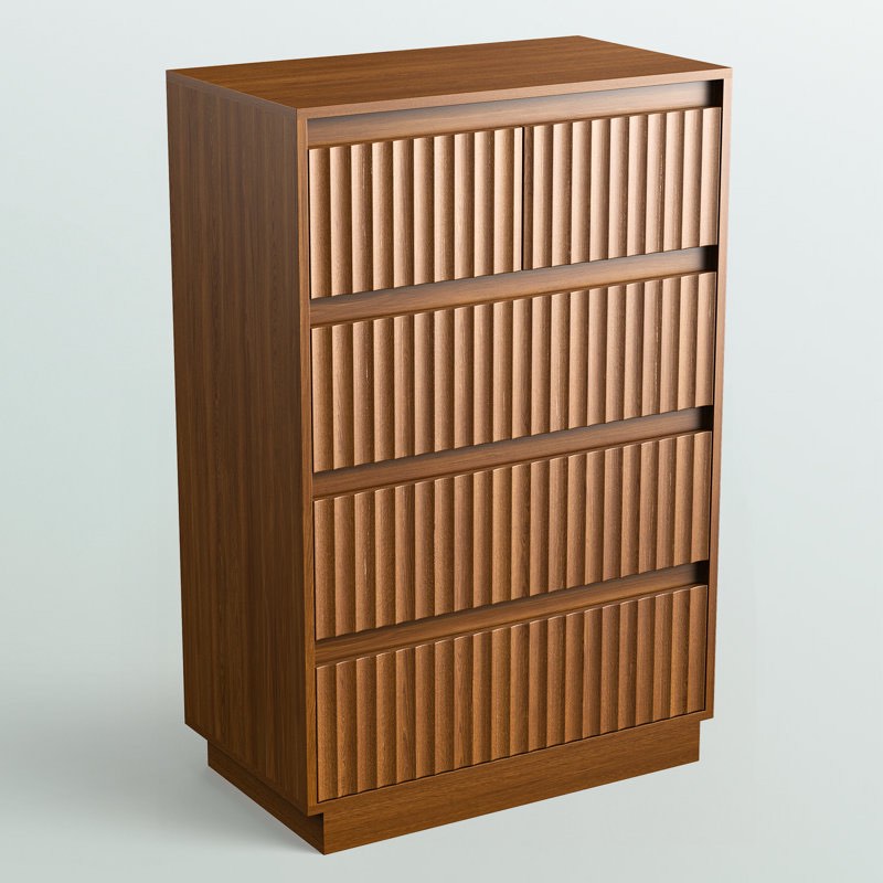 Dejesus 5-Drawer Dresser 27.5"W Single Dresser With Waveform Fluted Panel