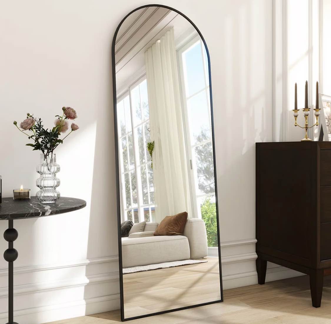Arched Metal Oversized Full Length Mirrors Wall Mirrors with Stand