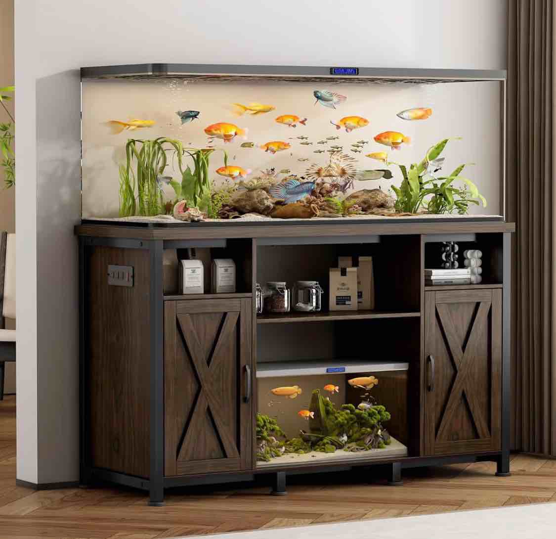Earlena 55-90 Gallon Fish Tank Stand with Power Outlets,52" L x 19.7" W Tabletop, 1000LBS Capacity