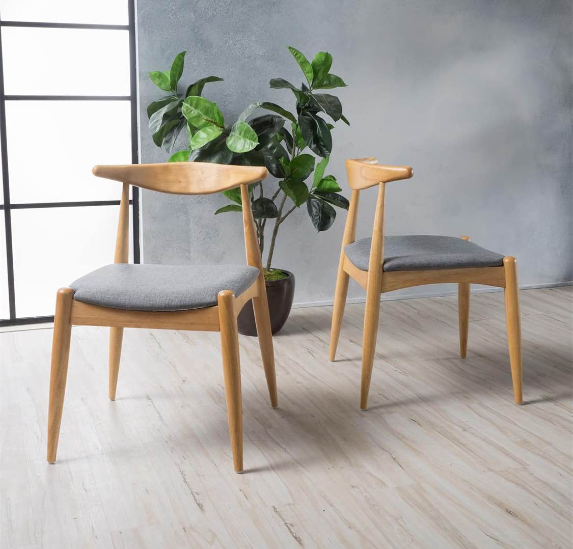 Modern Dining Chairs Set of 2, Upholstered Boucle Dining Chairs with Ergonomic Backrest & Comfort Cushions, Accent Armchairs for Kitchen, Living Room and Restaurant (Gray)
