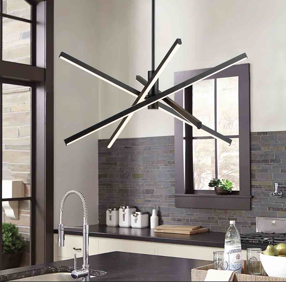 burcker aluminum dimmable led modern linear chandelier