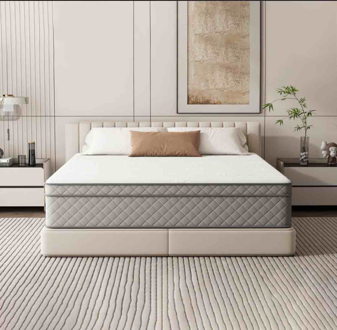 Noren Pillow Top 12in Queen Mattress Memory Foam Medium Firm Hybrid Mattress in a box With Certipur-us, Pocket Spring,Queen Size Mattress