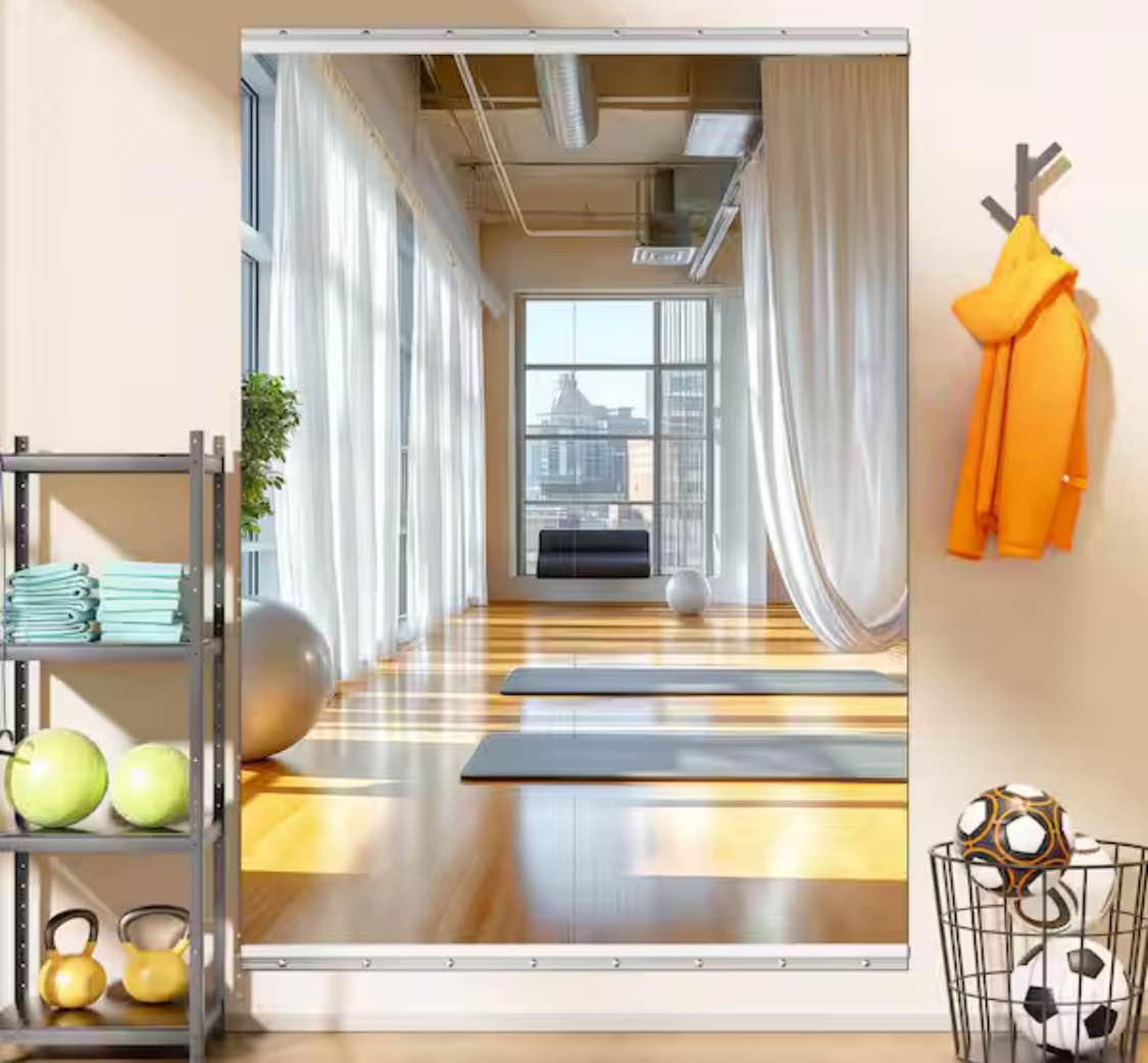 2 Pieces 24 in. W x 67 in. H Rectangle Frameless Wall-Mounted HD Home Gym Mirror Large Full Body Vanity Mirror for Yoga