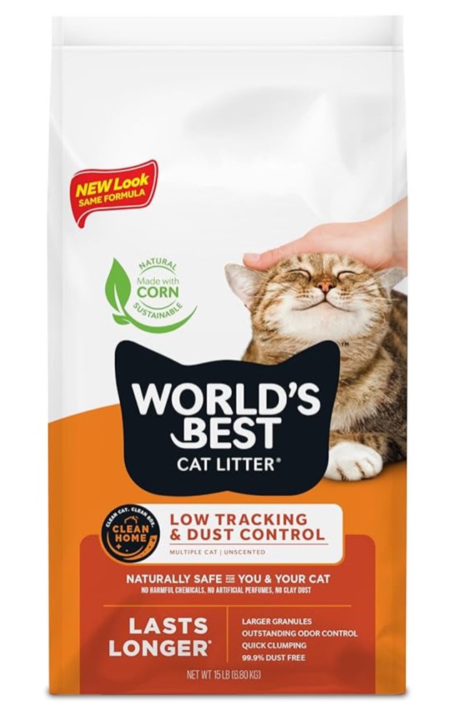 world's best cat litter low tracking & dust control multiple cat unscented 32-pounds - natural ingredients, quick clumping, flushable & made in usa - long-lasting odor control & easy scooping
