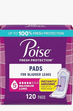Poise Incontinence Pads & Postpartum Incontinence Pads, 5 Drop Maximum Absorbency, Long Length, 120 Count (2 Packs of 60), Packaging May Vary Long Length 120