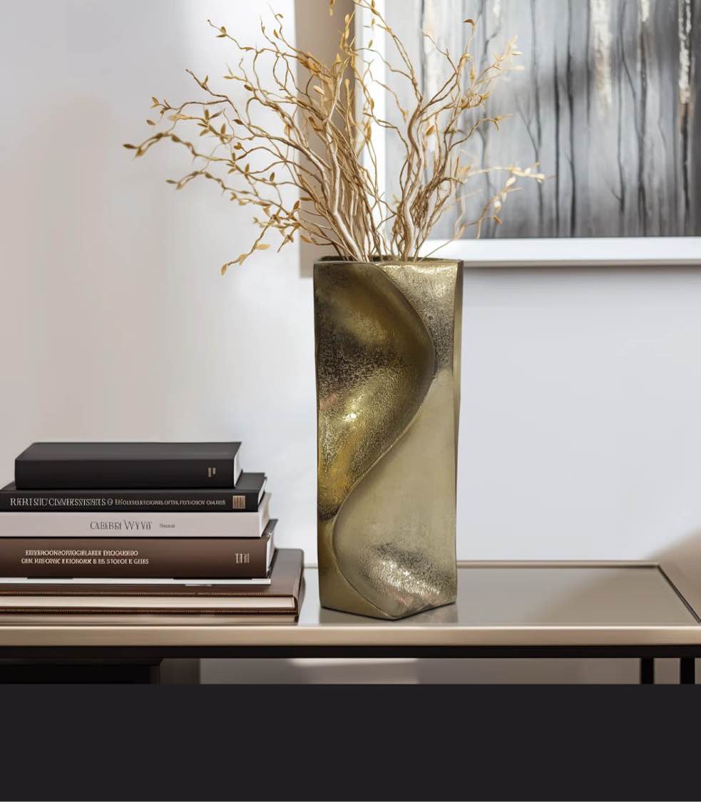 Warner Pinched Metal Vase, Gold