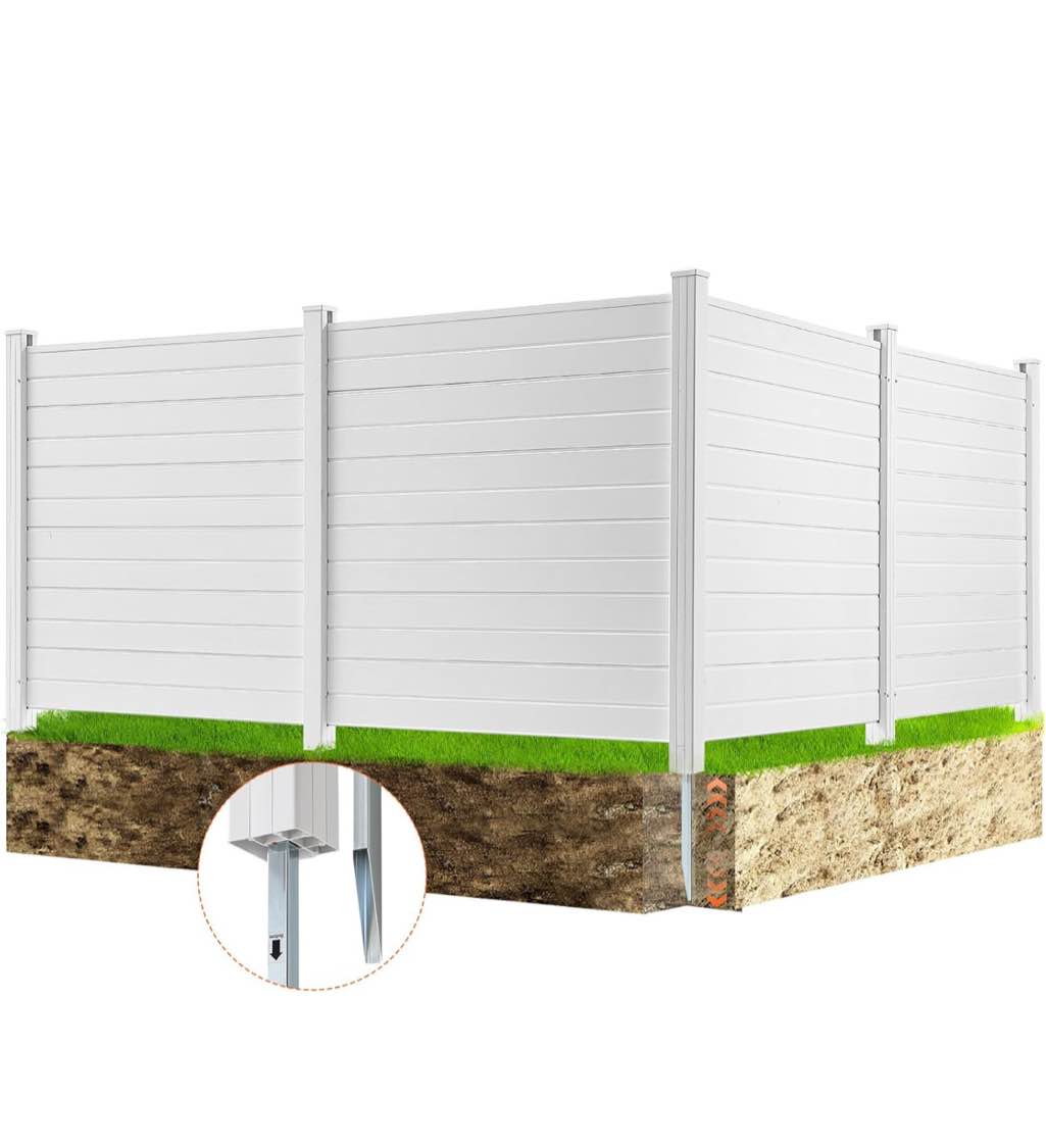 vevor outdoor privacy screens, 50" w x 50" h air conditioner fence, pool equipment enclosure, horizontal vinyl privacy fence, perfect to enclose trash can and a/c units (4-panel)
