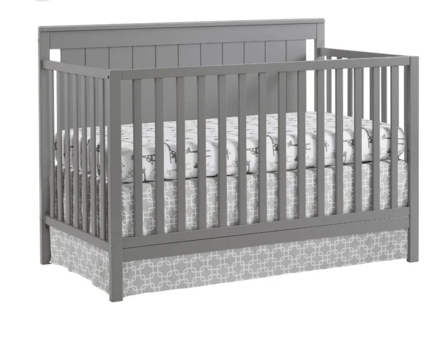 Oxford Baby Lazio 4-in-1 Convertible Crib, Dove Gray, GreenGuard Gold Certified