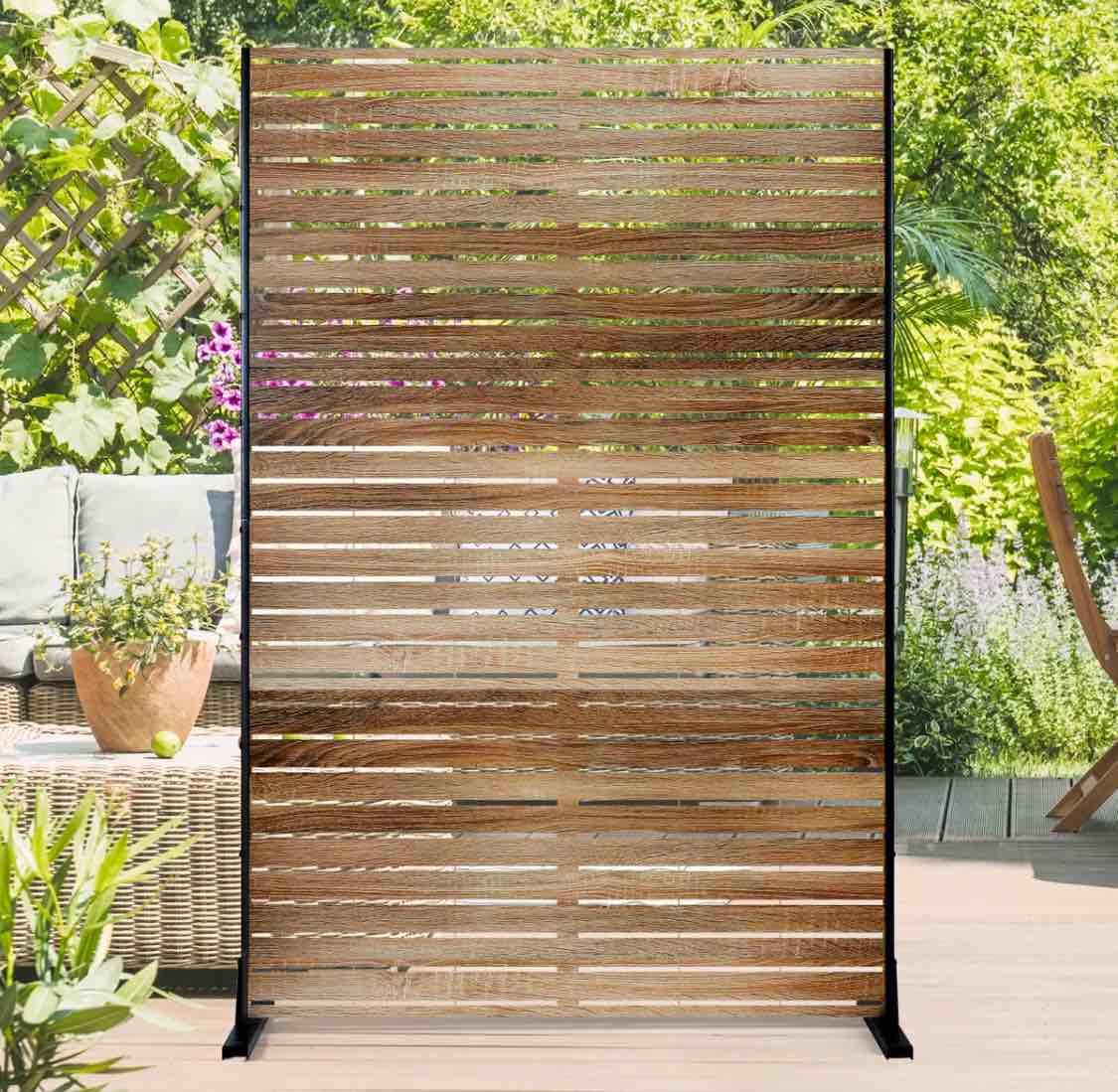 72" H Outdoor Privacy Screen Fence Panel - Freestanding Outdoor Privacy Panel with Stand for Patio, Balcony or Deck