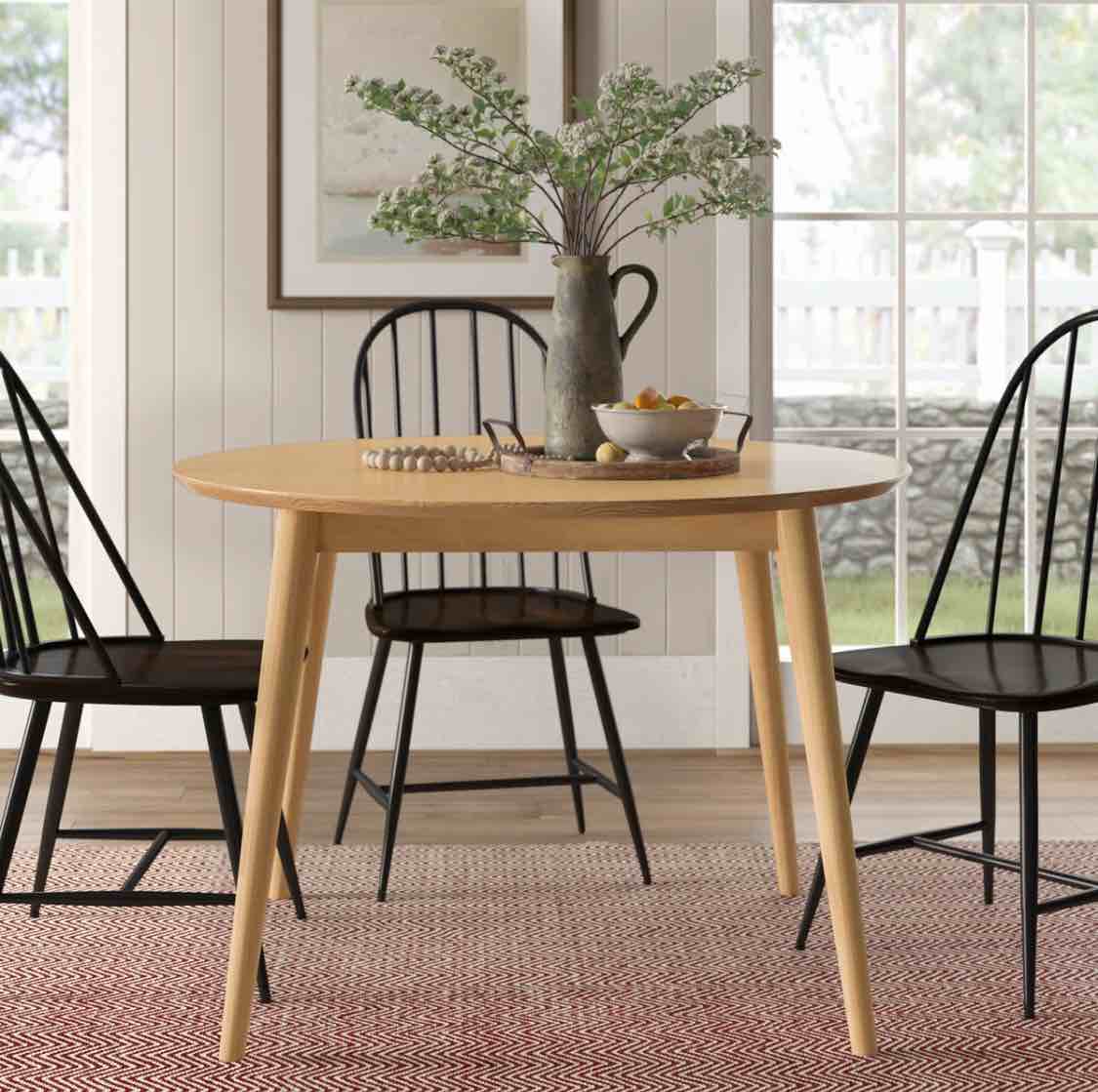 Aubrianah Pine Round Solid Wood Dining Table