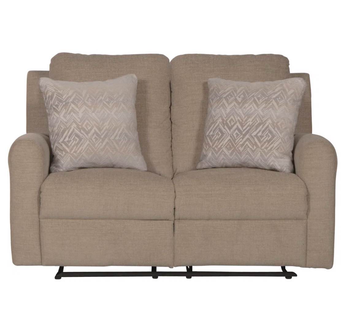 55.5" Dual Reclining Upholstered Loveseat with Accent Pillows