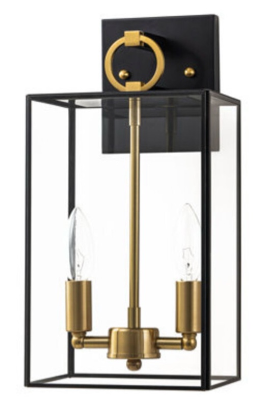 2-light Blackbrass Outdoor Wall Lantern With E12 Base Socket And Clear Tempered Glass Shade