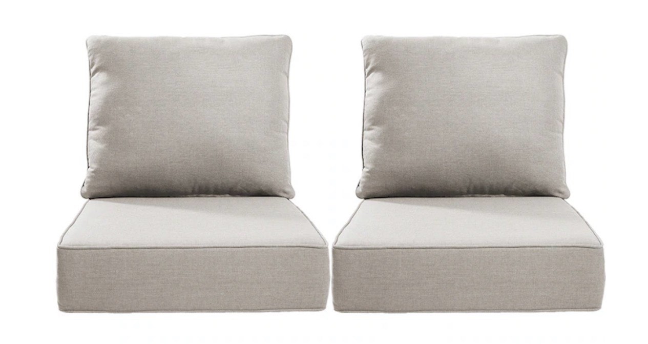 24" x 24" 4 Piece Beige Deep Seat Patio Chair Cushion