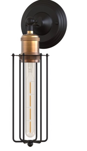 4.72-in W -Light Matte Black Mid-Century Wall Sconce ( Set of 2)