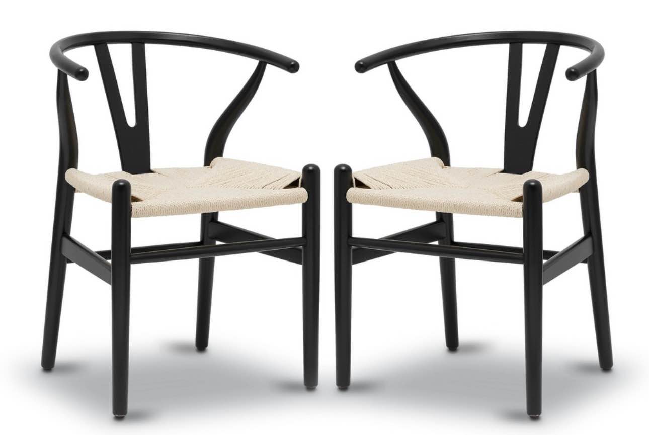 Poly & Bark Weave Chairs - Solid Wood Frame (Set of 2)