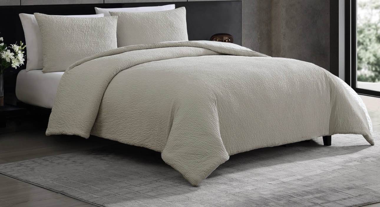 Vera Wang Puckered Texture Cotton Duvet Cover Set