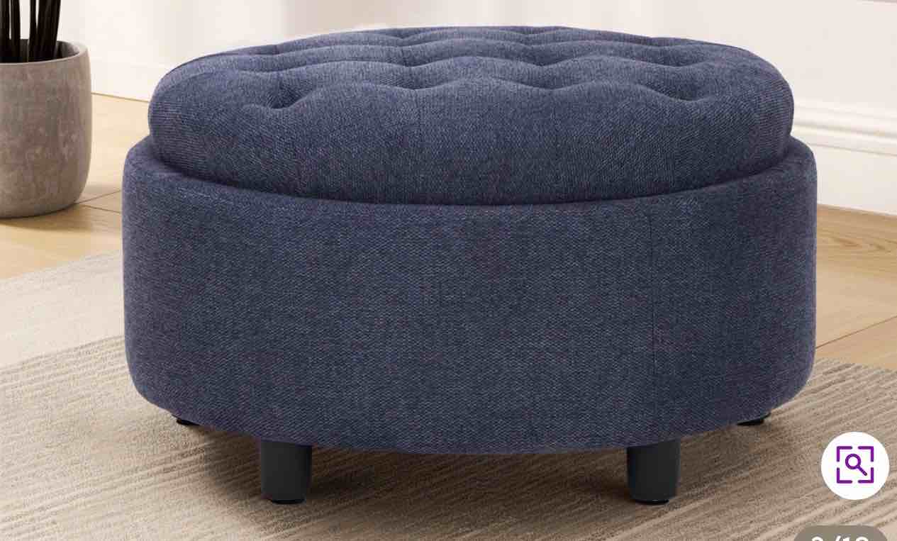 25" Oversized Upholstered Round Storage Ottoman 