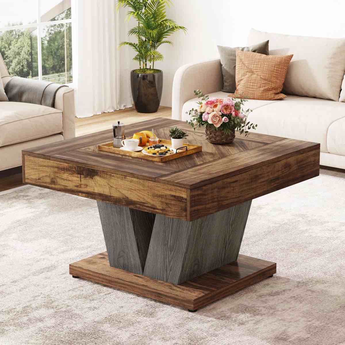 31.5" Square Rustic Coffee Table