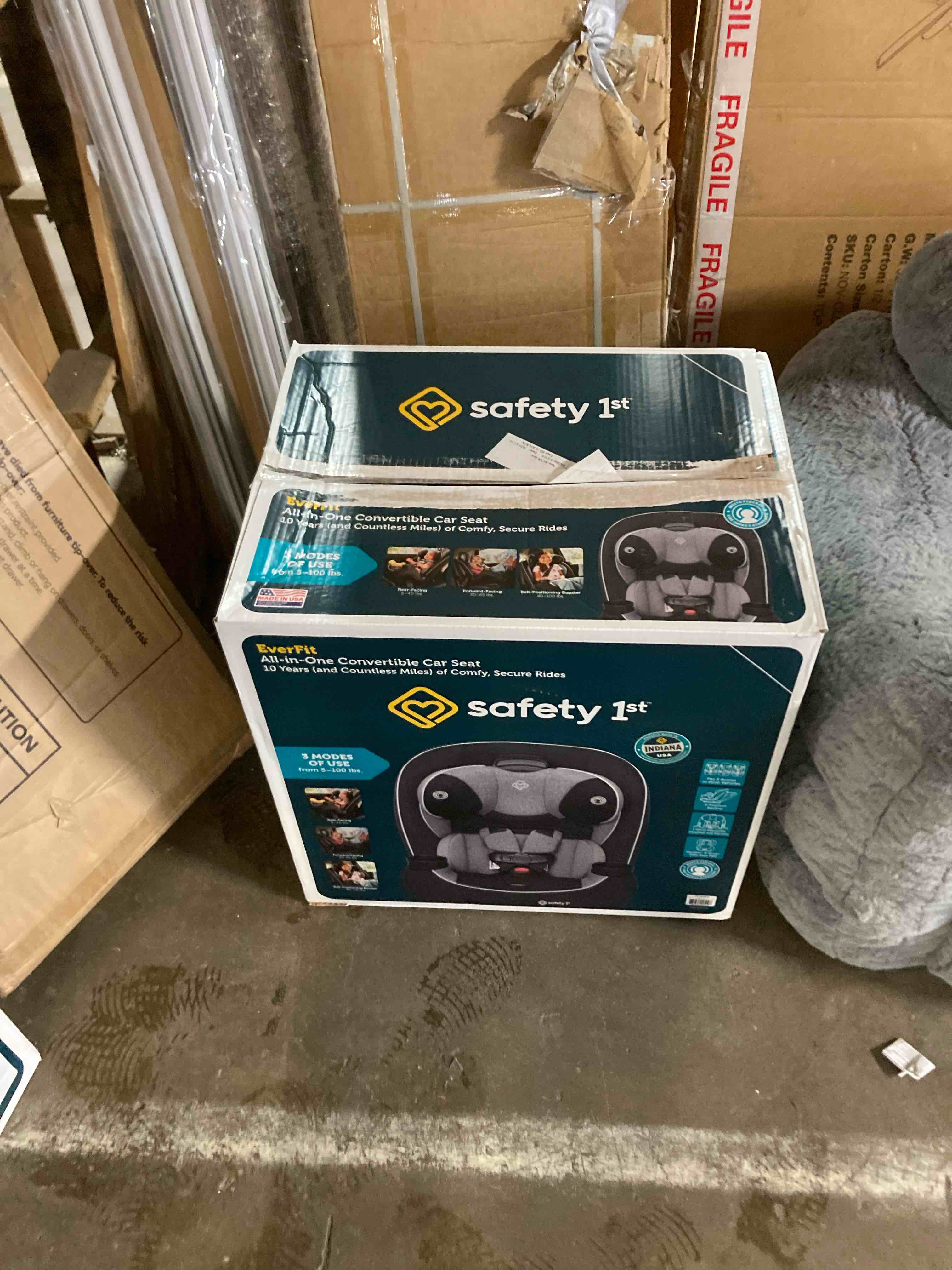 Condition photo showing New/Like New for Safety 1st Grow and Go All-in-One Slim Convertible Car Seat, Rear Facing, 5-40 lbs, Forward Facing (30–65 lbs), High Back Booster Seat 40-100 pounds, Iron Frost Iron Frost Original