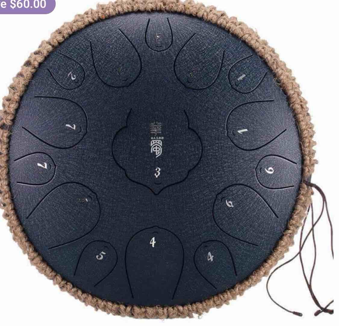 14 Inch Carbon Steel Tongue Drum, 15 Notes D Key