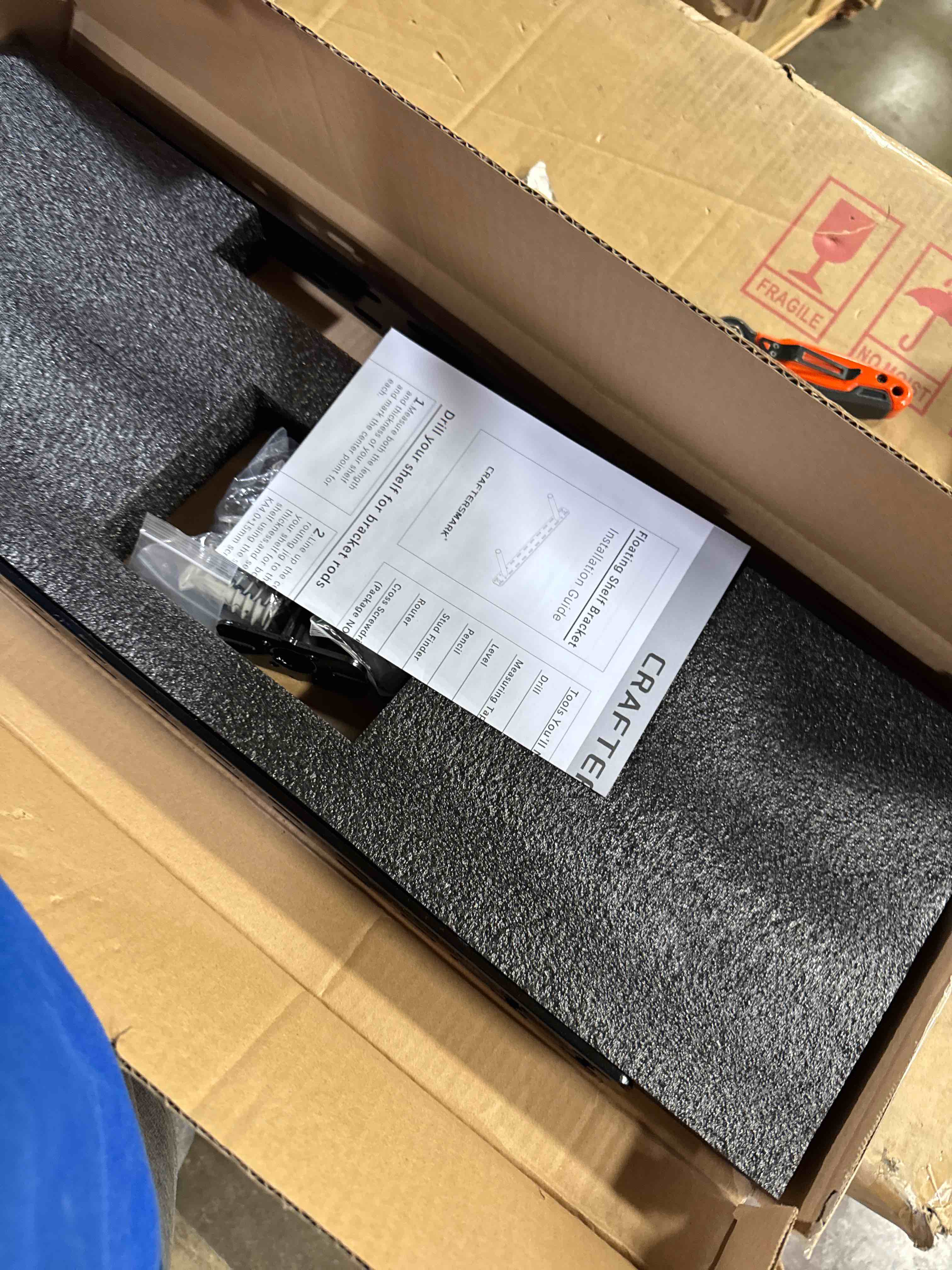 Condition photo showing New/Like New for 2pcs Floating Shelf Bracket Heavy Duty Hidden Metal Brackets for Shelf,Invisible Shelves Hardware (22" x 6"-Without Installation Tools)