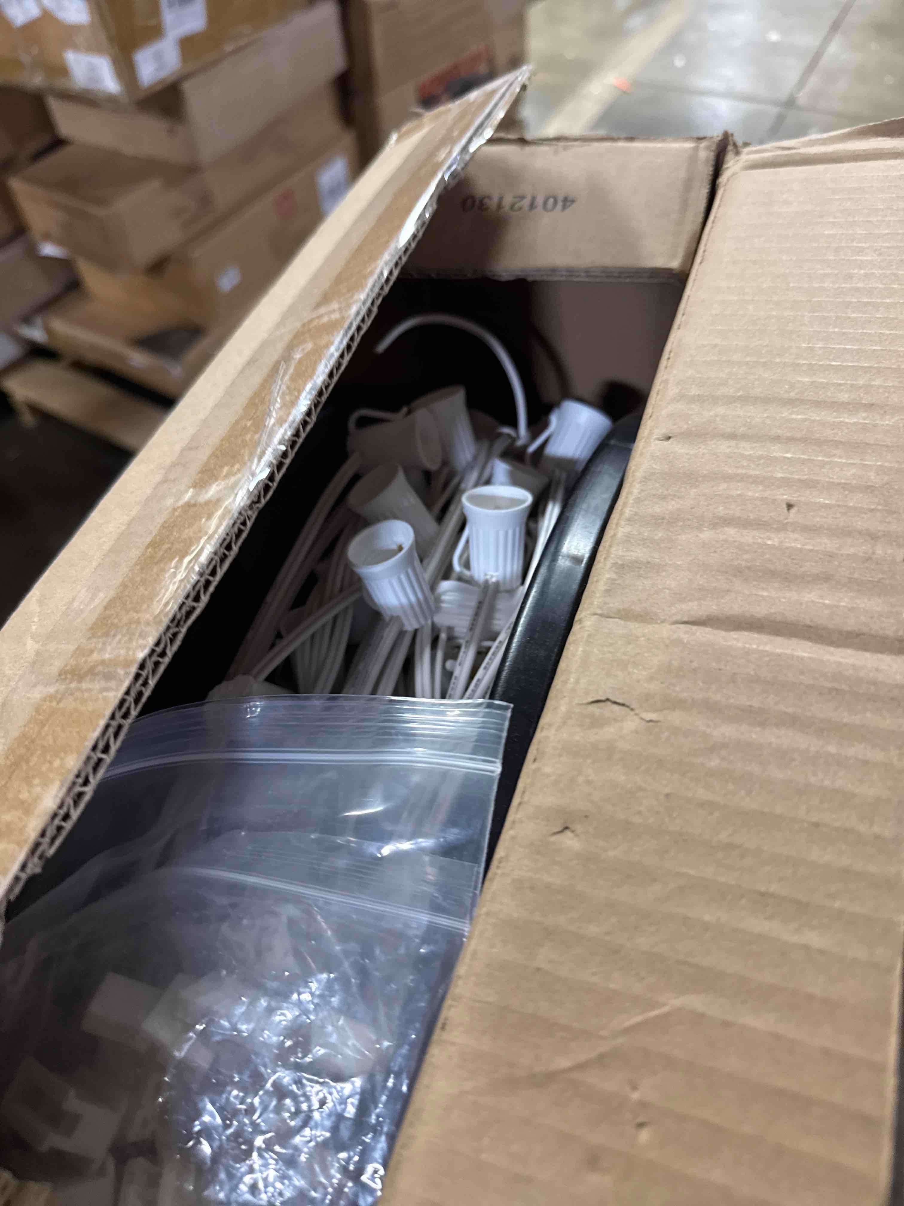 Condition photo showing New/Like New for Brightown Commercial 250 FT C9/E17 Christmas Light Sockets Set Spool, C9 Outdoor/Indoor String Light Stringer 12" Spacing White Wire for Wedding Patio Event Party Lighting Decor White 250FT