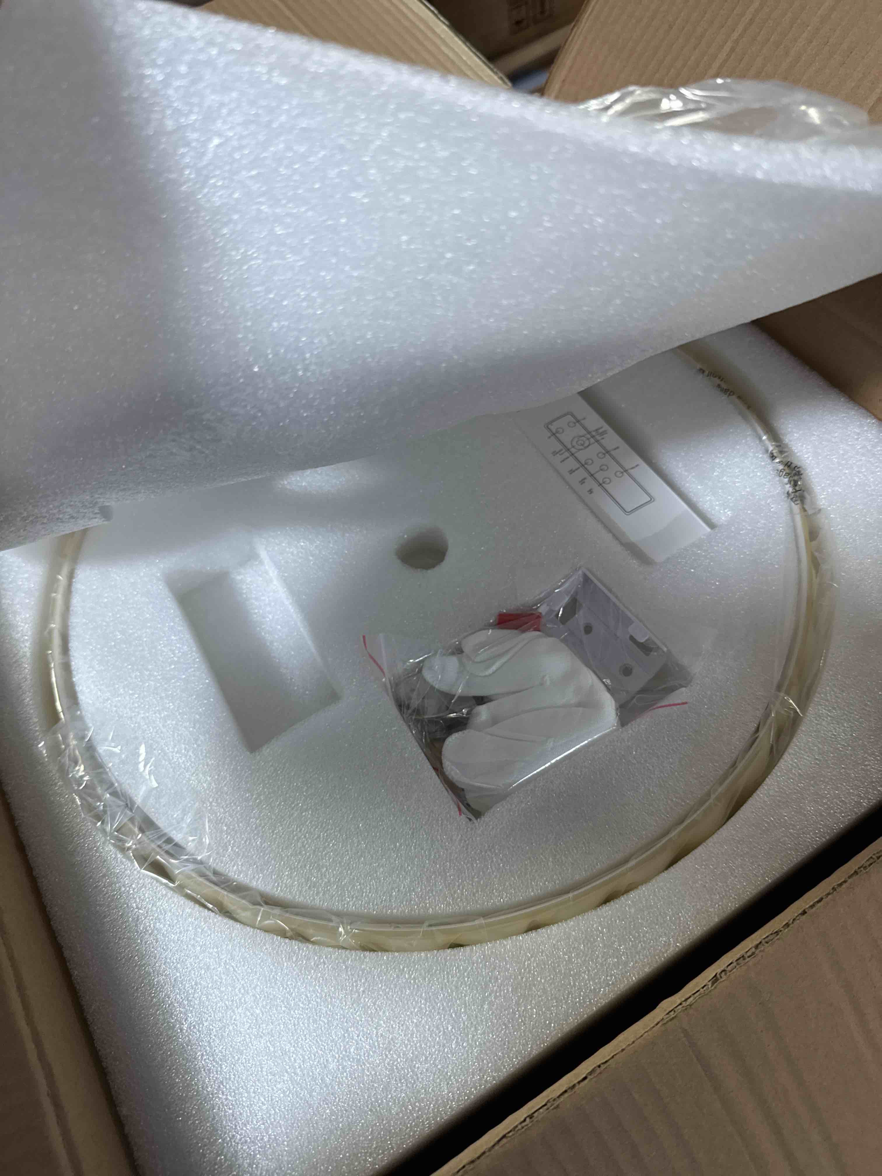 Condition photo showing Good Condition for KCO Lighting Round Large LED Flush Mount Ceiling Light Yellow Ribbed Glass Flush Mount Light Mid Century Modern Bedroom Ceiling Lamp Unique Entryway Ceiling Light Fixtures Yellow-B