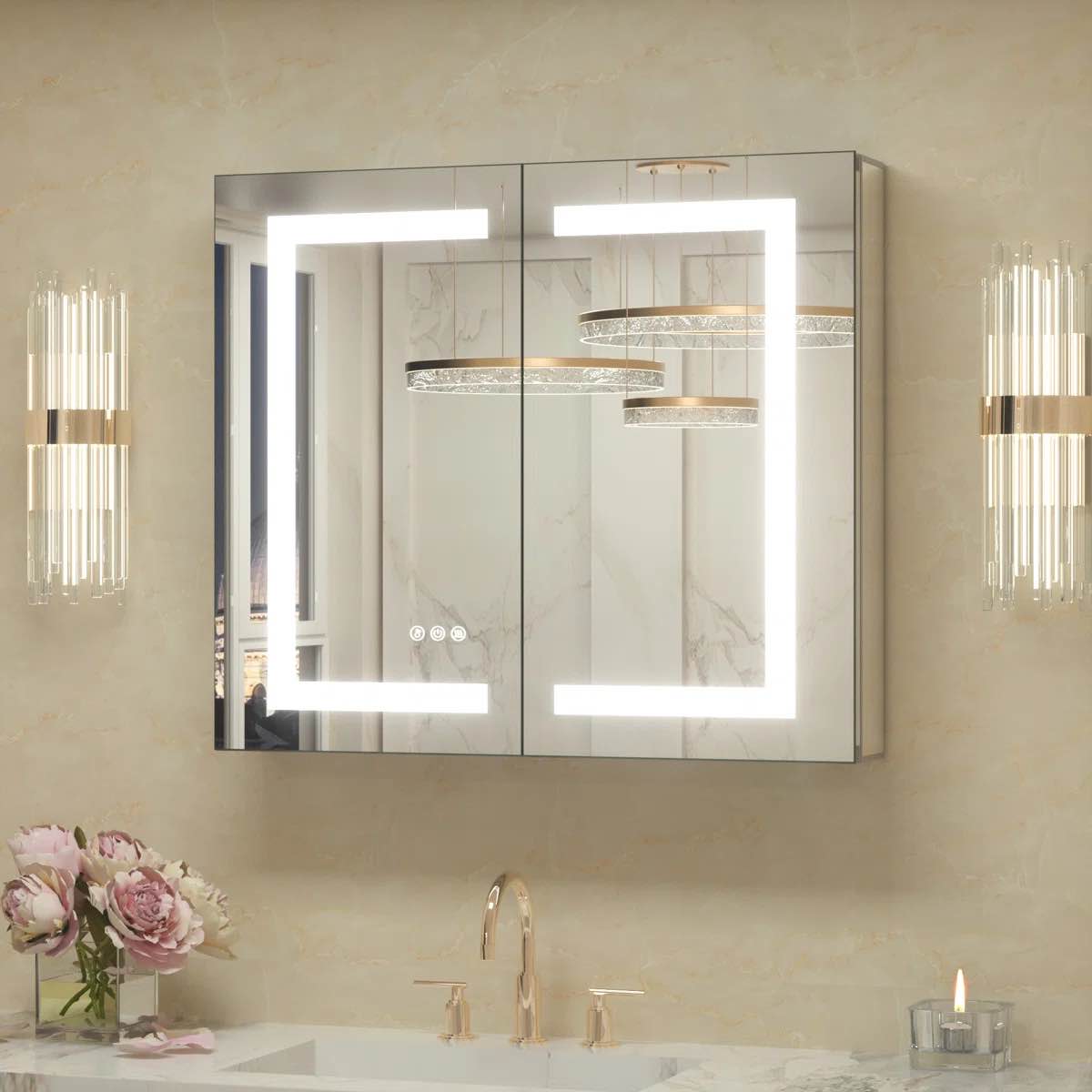 Rectangle LED Medicine Cabinet with Light, Sockets & USBs,Tempered Glass By Wrought Studio™