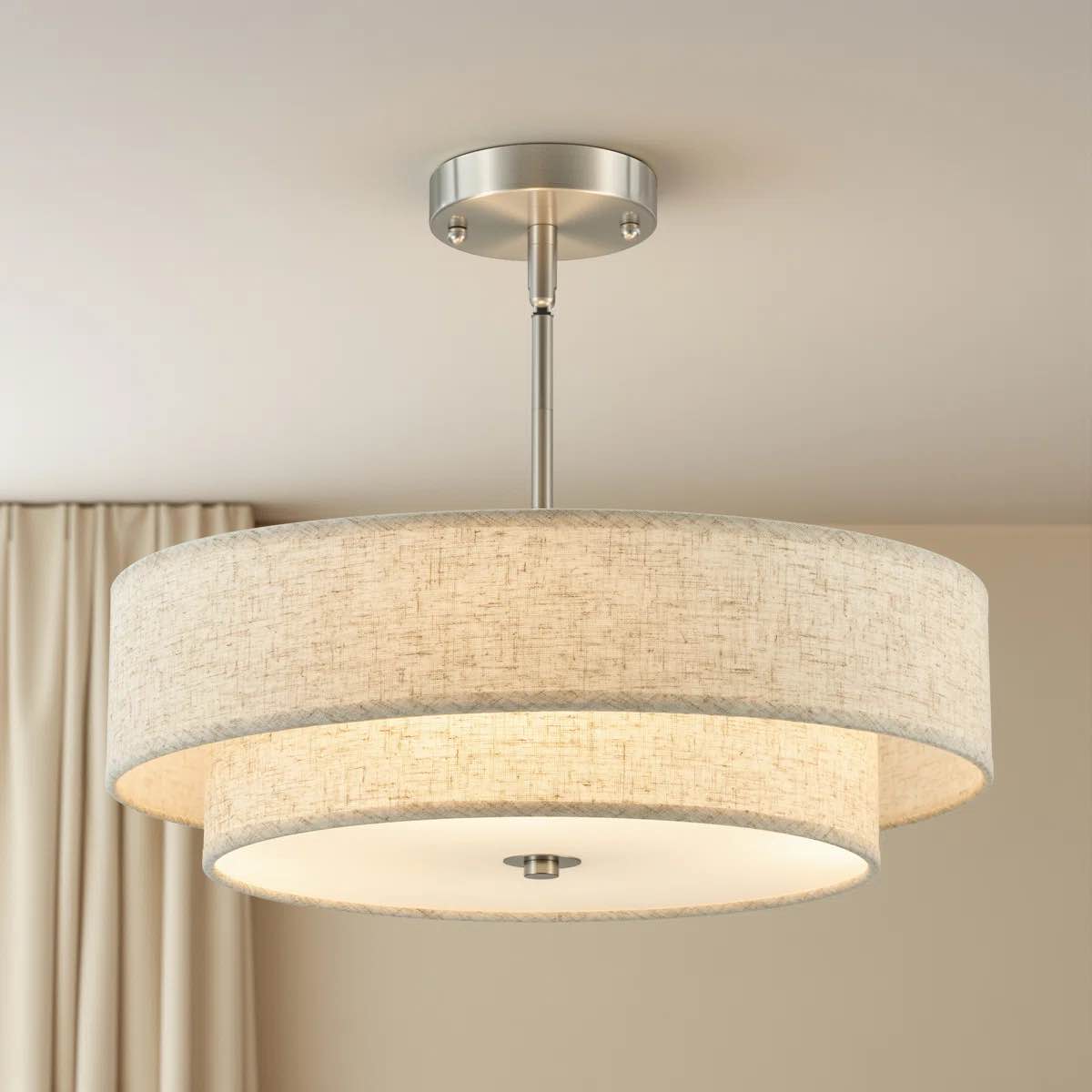 Maskell 4-Light Fabric Semi Flush Mount Ceiling Light Chandelier Drum Pendant By Mercer41