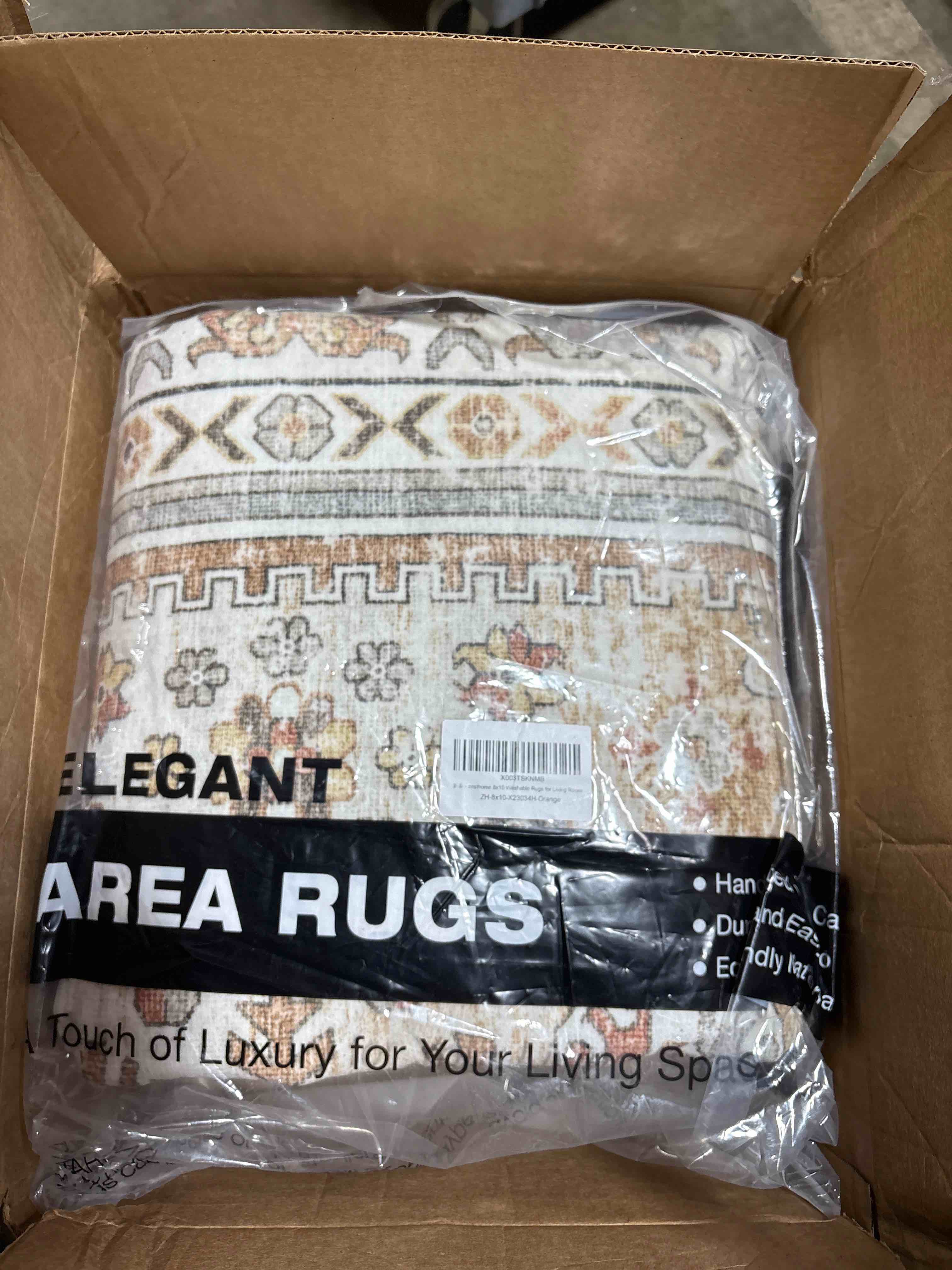 Condition photo showing New/Like New for zesthome 8x10 Area Rugs for Living Room,Non-Slip Backing Washable Rugs,Vintage Large Area Rug?Stain Resistant Home Decor Rug (Orange,8'x10')