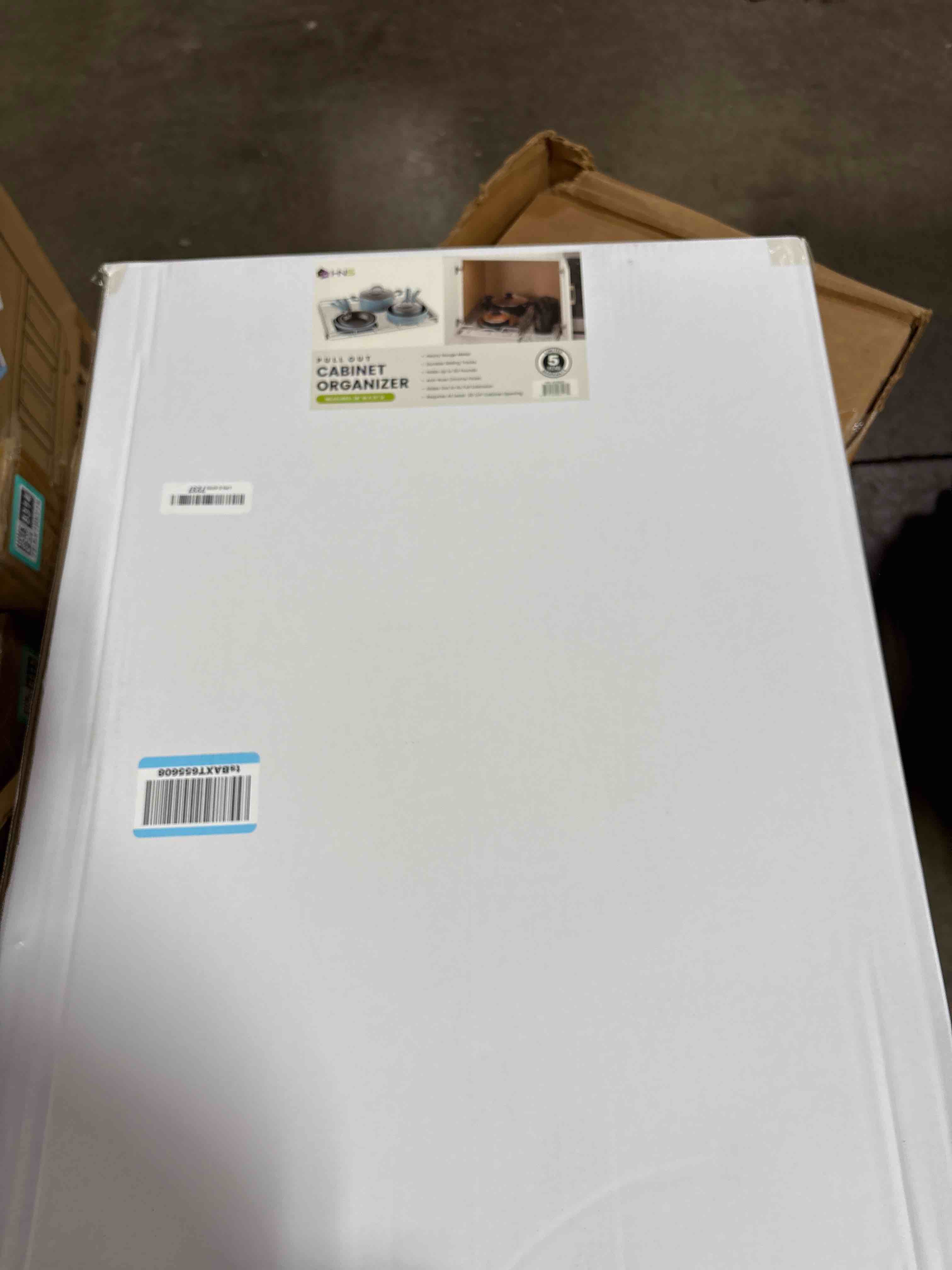 Condition photo showing New/Like New for HOLDN’ STORAGE Pull Out Cabinet Organizer, Heavy Duty Caddy w/Lifetime Limited Warranty - 28”W x 21”D - Requires At Least 29-1/4” Cabinet Opening, Steel Metal Cabinet Drawers Slide Out, Chrome 28"W x 21"D