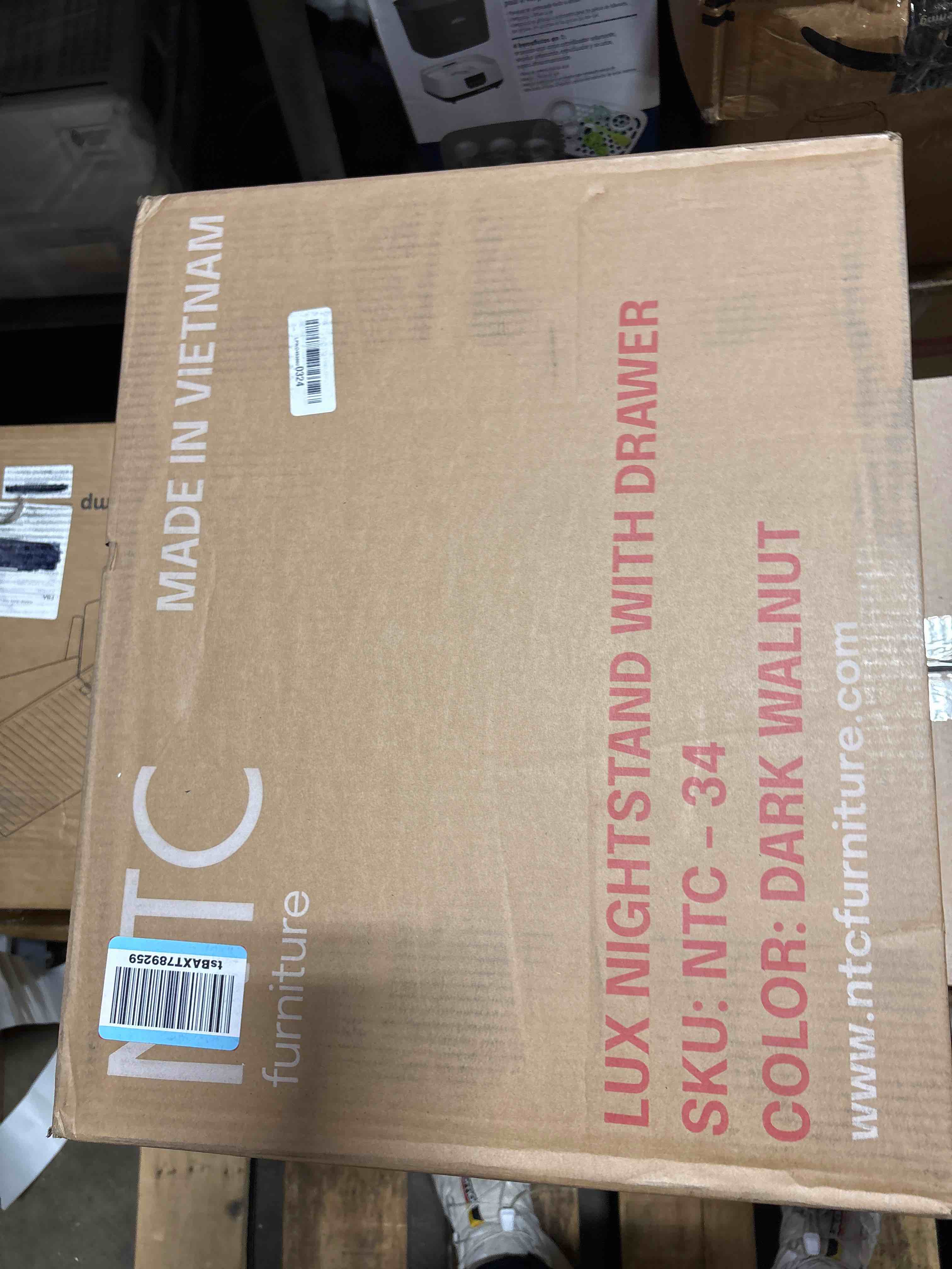 Condition photo showing New/Like New for NTC Lux Solid Wood Nightstand with Drawer, Mid Century Modern Side Table Bedroom, Bedside Furniture, Night Stand, End Table, Easy Assembly - Dark Walnut Dark Walnut Lux (With Drawer)