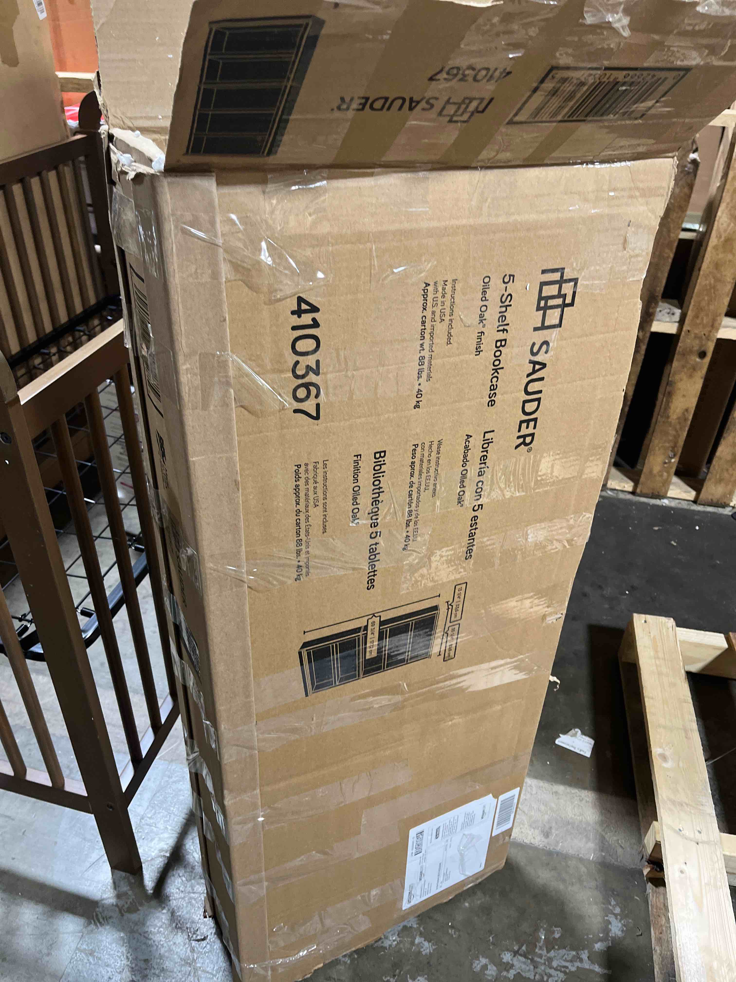 Condition photo showing Good Condition for Sauder 5-Shelf Split Bookcase/ Book shelf, Oiled Oak finish