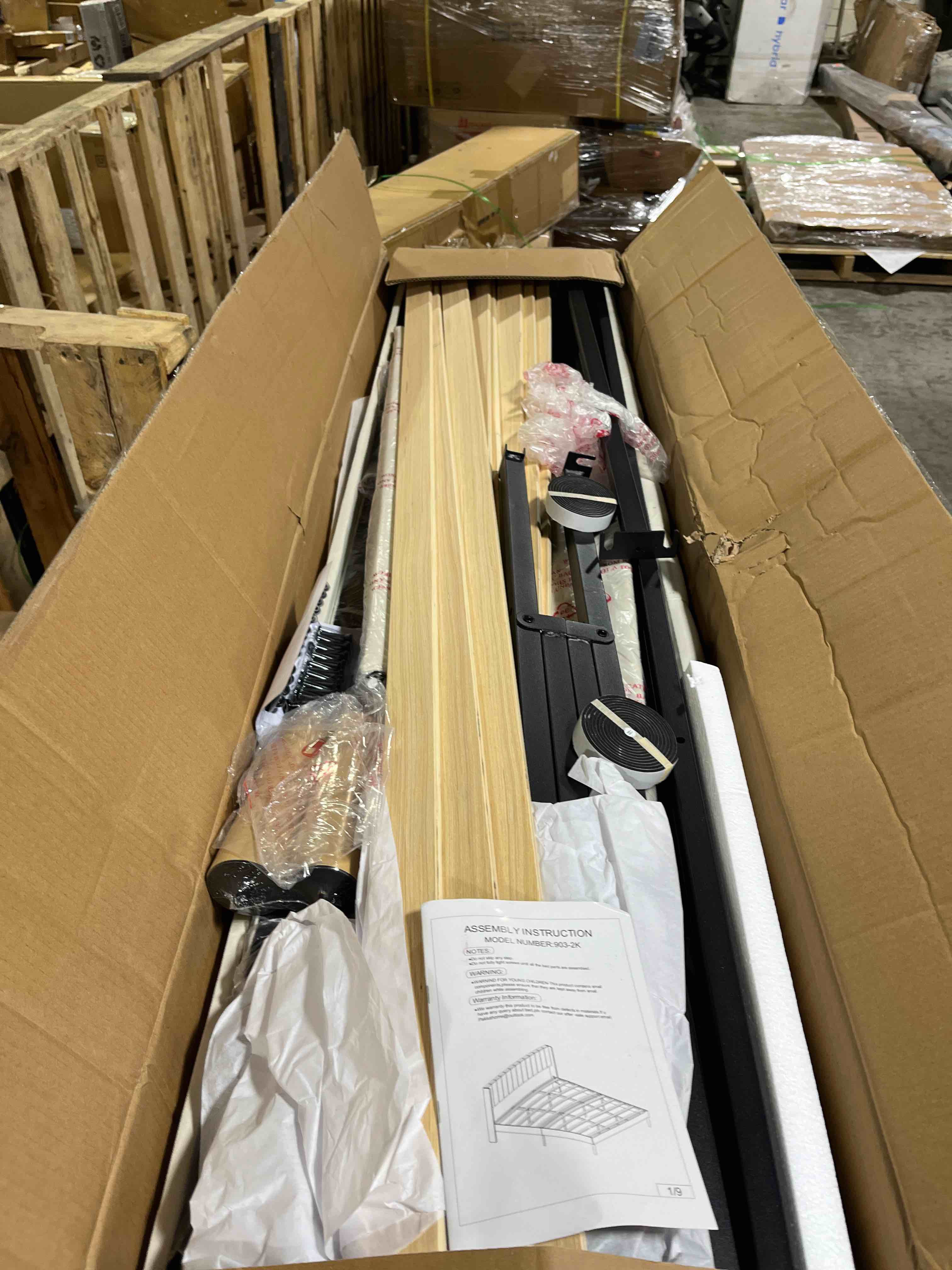 Condition photo showing Good Condition for AGARTT Upholstered Platform Bed Frame King Size with Headboard and Footboard/Wooden Slats Support/No Box Spring Needed/Easy Assembly,Cream Linen