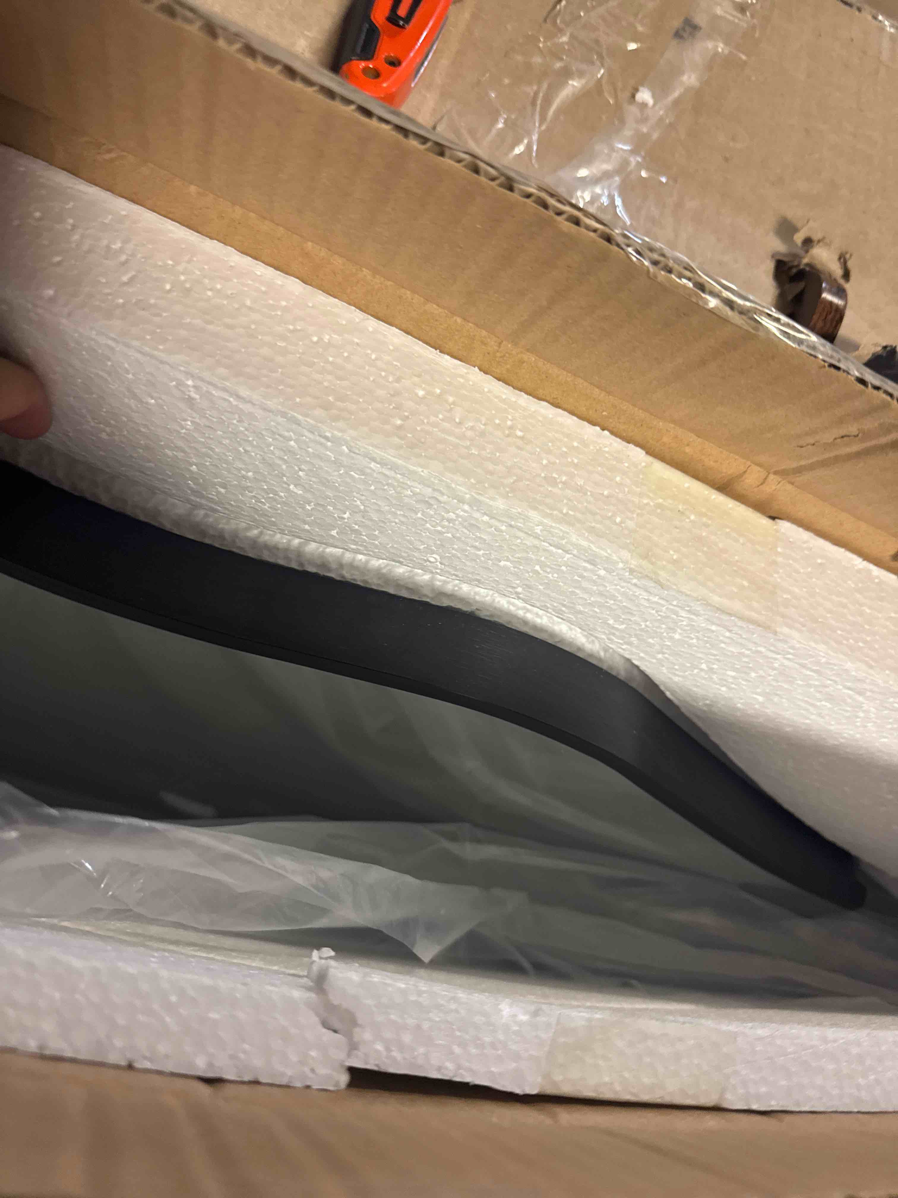 Condition photo showing New/Like New for Irregular Wall Mirror - Wall Mirrors Decorative 22"x 36" Asymmetrical Abstract Mirror Aviation Aluminum Alloy Frame Unique for Bathroom, Bedroom, Living Room, Cloakroom, Entryway Black Black 22"L x 36"W