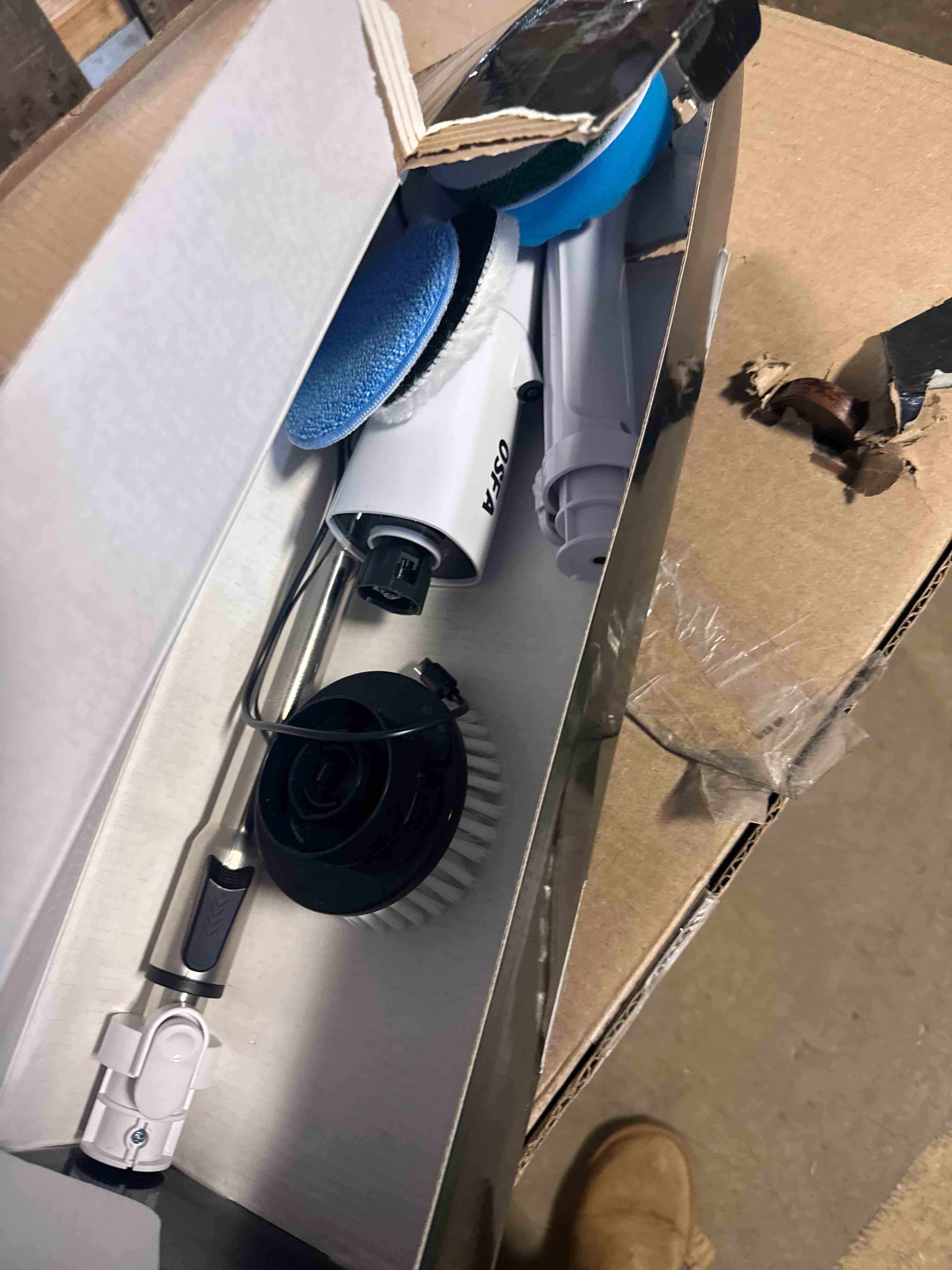 Condition photo showing As Is for OSFA Updated 2025 Electric Spin Scrubber - Shower & Bathroom Cordless Cleaning Electric Brush - 7 Brushes, 4 Adjust Angles, 3-Speeds, Flashlight & Adjustable Long Handle - for Tub Tile Floor Car