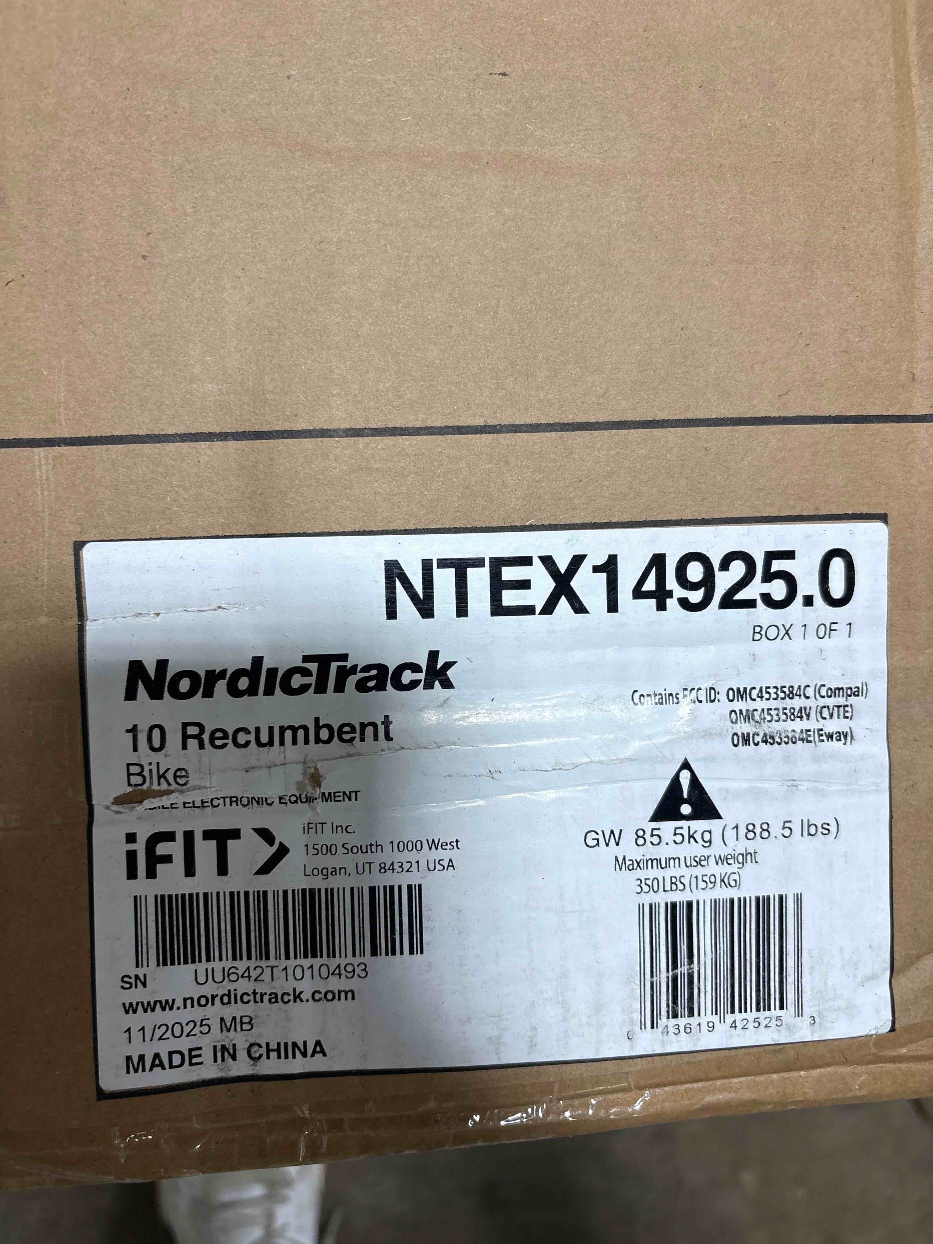 Condition photo showing New/Like New for NordicTrack 10 Recumbent Bike