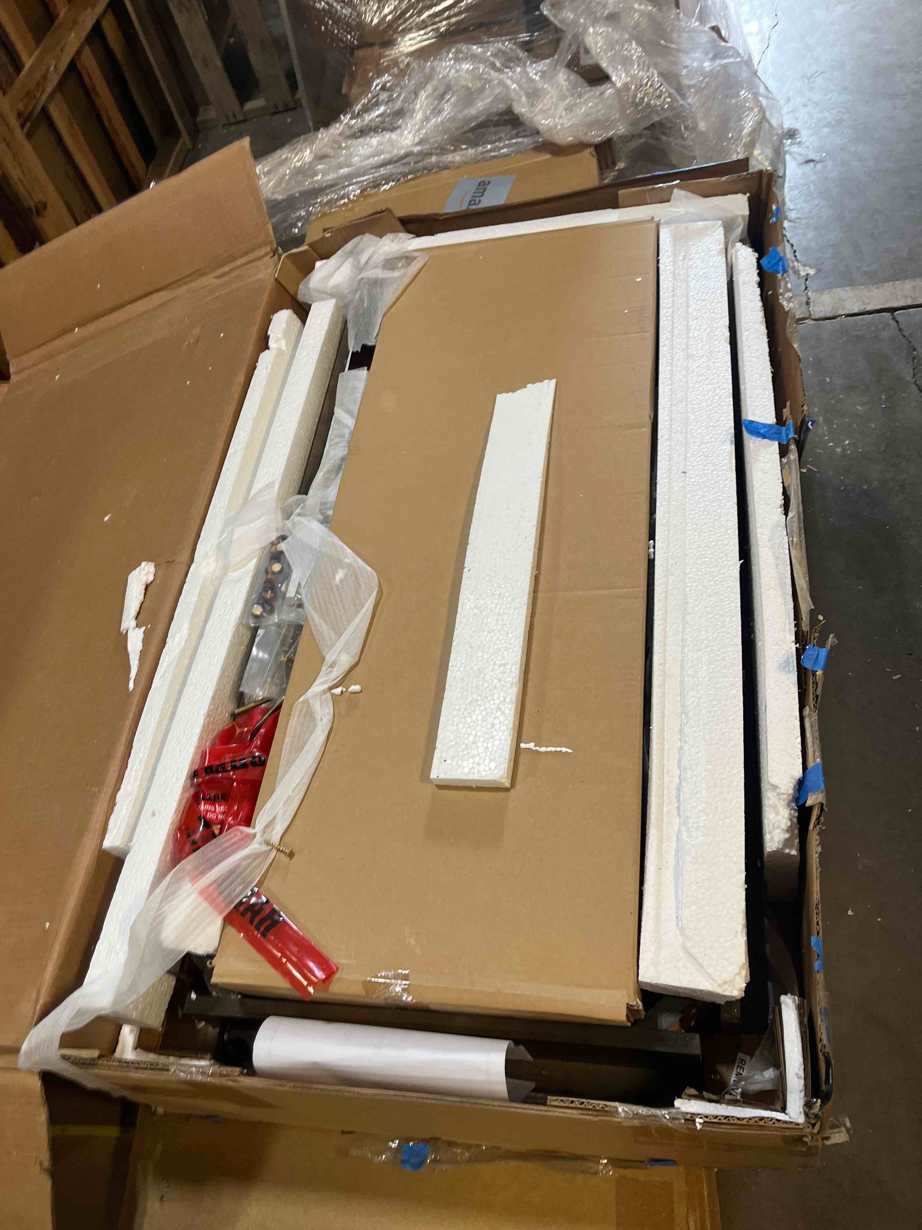 Condition photo showing Good Condition for Linon Brown 3-Piece Table Faux Marble Tavern Set, 42" w x 22.25" d x 36" h Brown Tavern Set