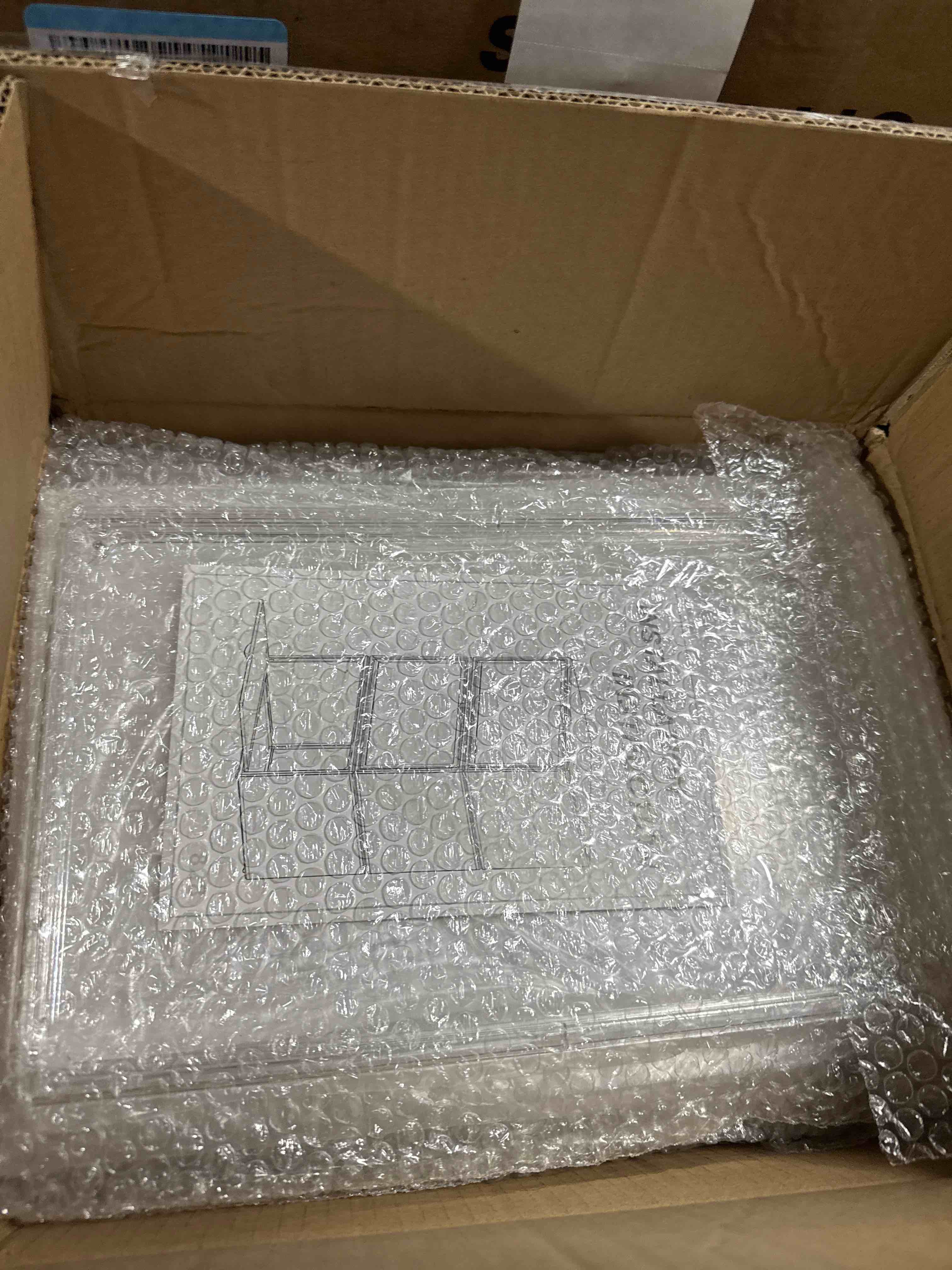 Condition photo showing Good Condition for Thyle 4 Pack Football Display Case Full Size Clear Acrylic Stackable Football Display Box with Magnetic Door and UV Protection for Autographed Football Memorabilia Display
