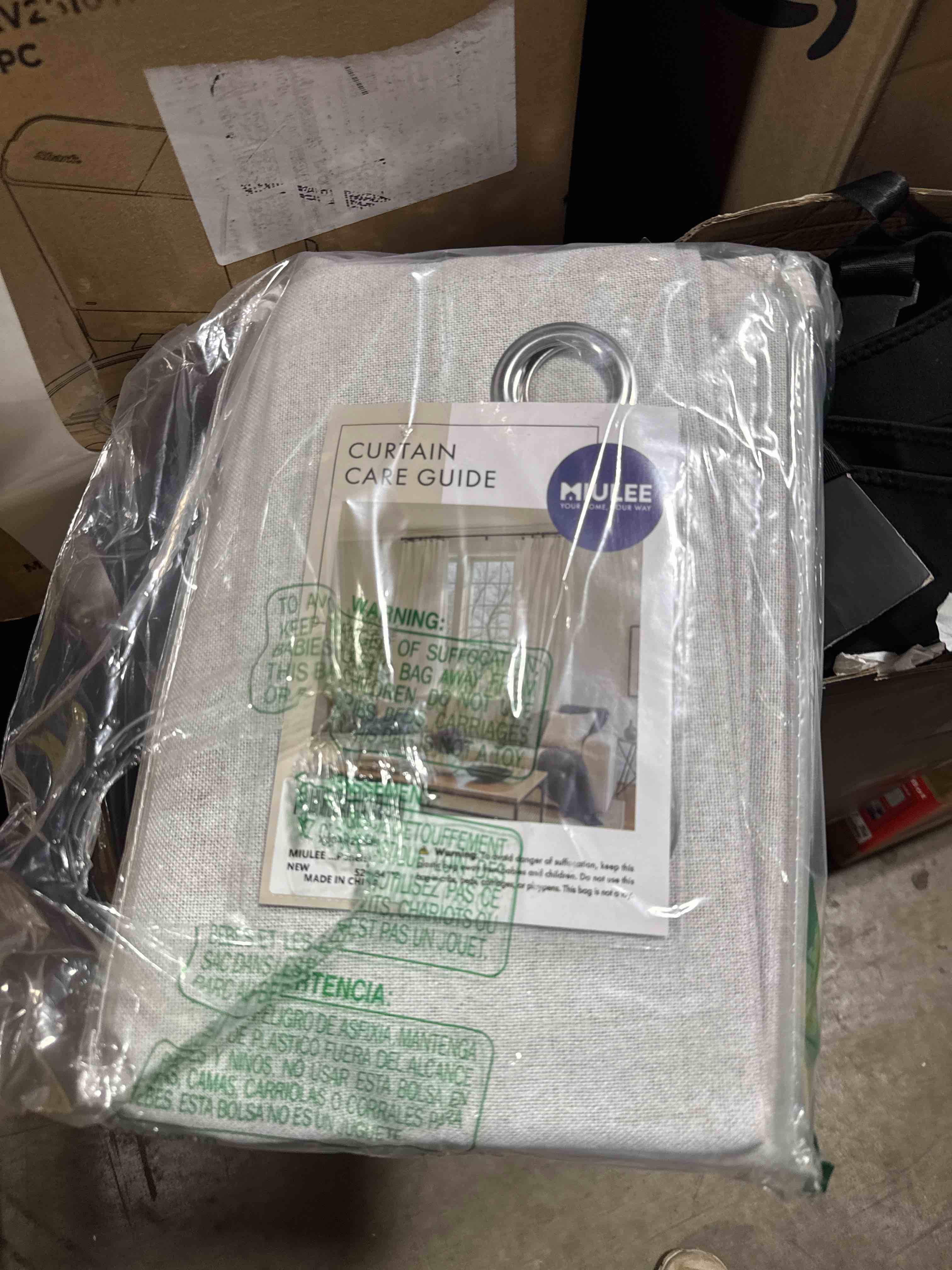 Condition photo showing New/Like New for MIULEE 100% Blackout Linen Textured Curtains for Bedroom Solid Thermal Insulated Cream White Grommet Room Darkening Curtains & Drapes Luxury Decor for Living Room Nursery 52 x 84 Inch (2 Panels) Cream White 52"W x 84"L (Pack of 2)