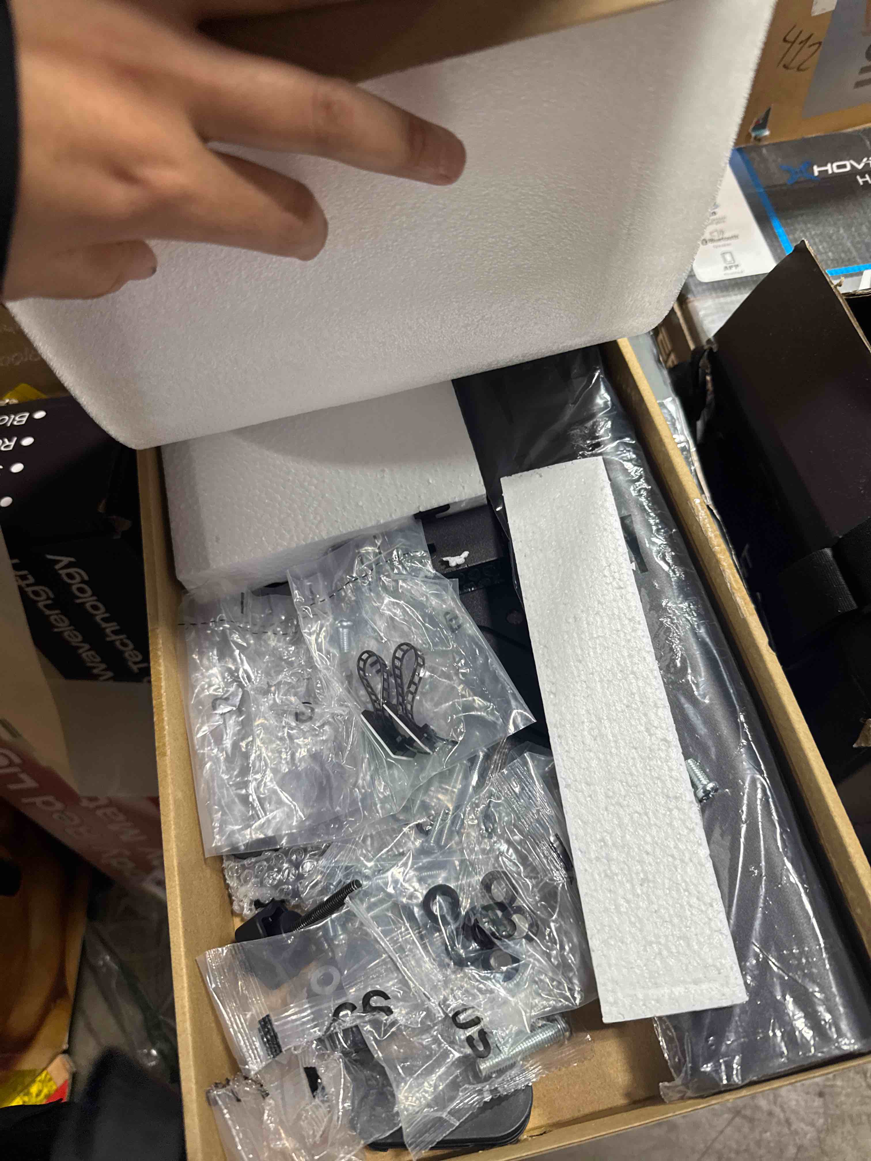 Condition photo showing Good Condition for Rfiver Universal Swivel Tabletop TV Stand for Flat Screens 23 24 26 32 39 40 42 43 Inch, Heavy Duty Center Pedestal Stand Replacement with Black Tempered Glass Base and Height Adjustable Mount