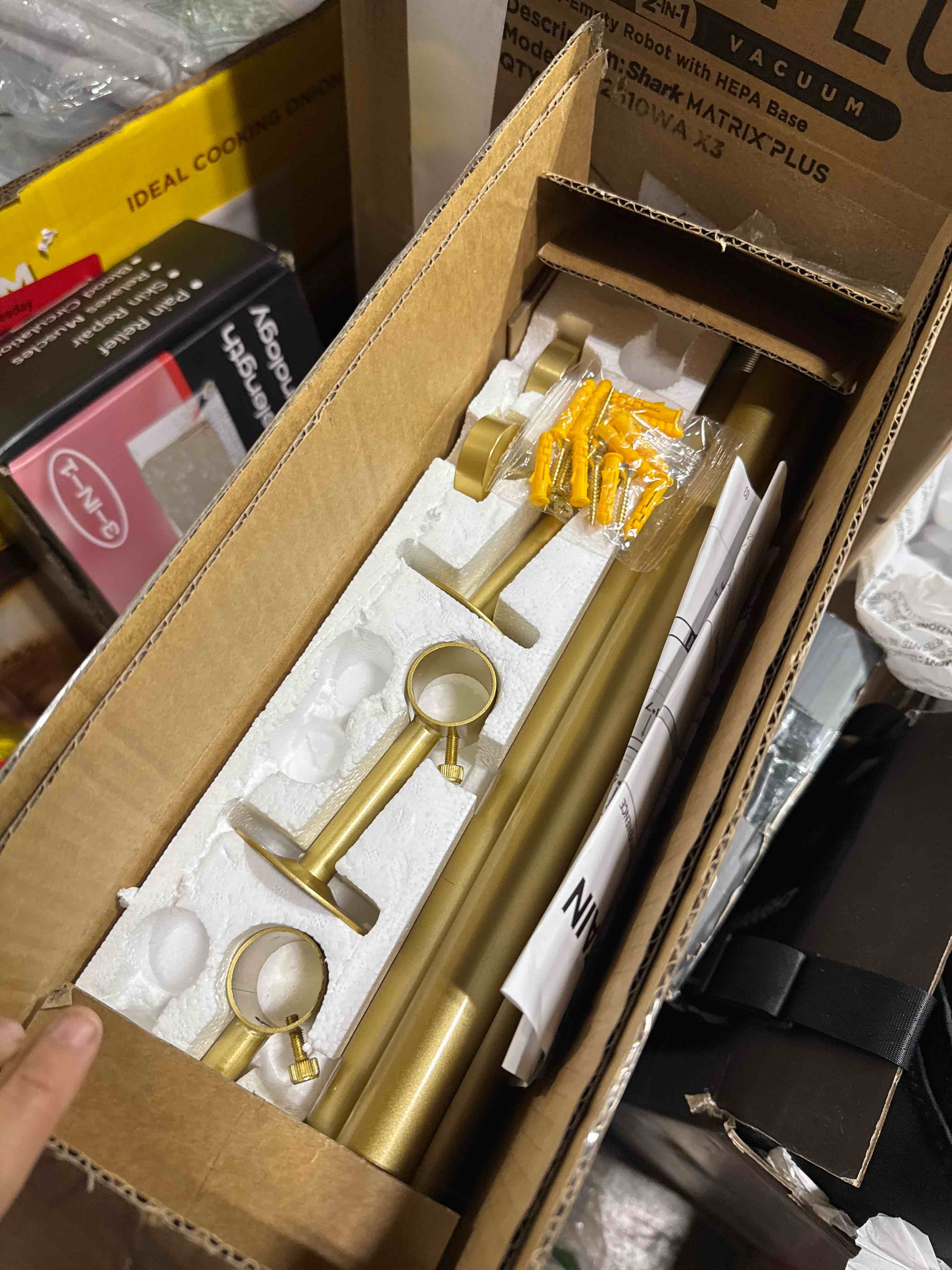 Condition photo showing Good Condition for YaFex 2 Pack Heavy Duty Curtain Rods 32-90 Inch, 1 Inch Adjustable Gold Curtain Rod for Windows, Long Window Treatment Rods Set with Aluminium Finials, Modern Design 32" to 90" - 2Pack Gold