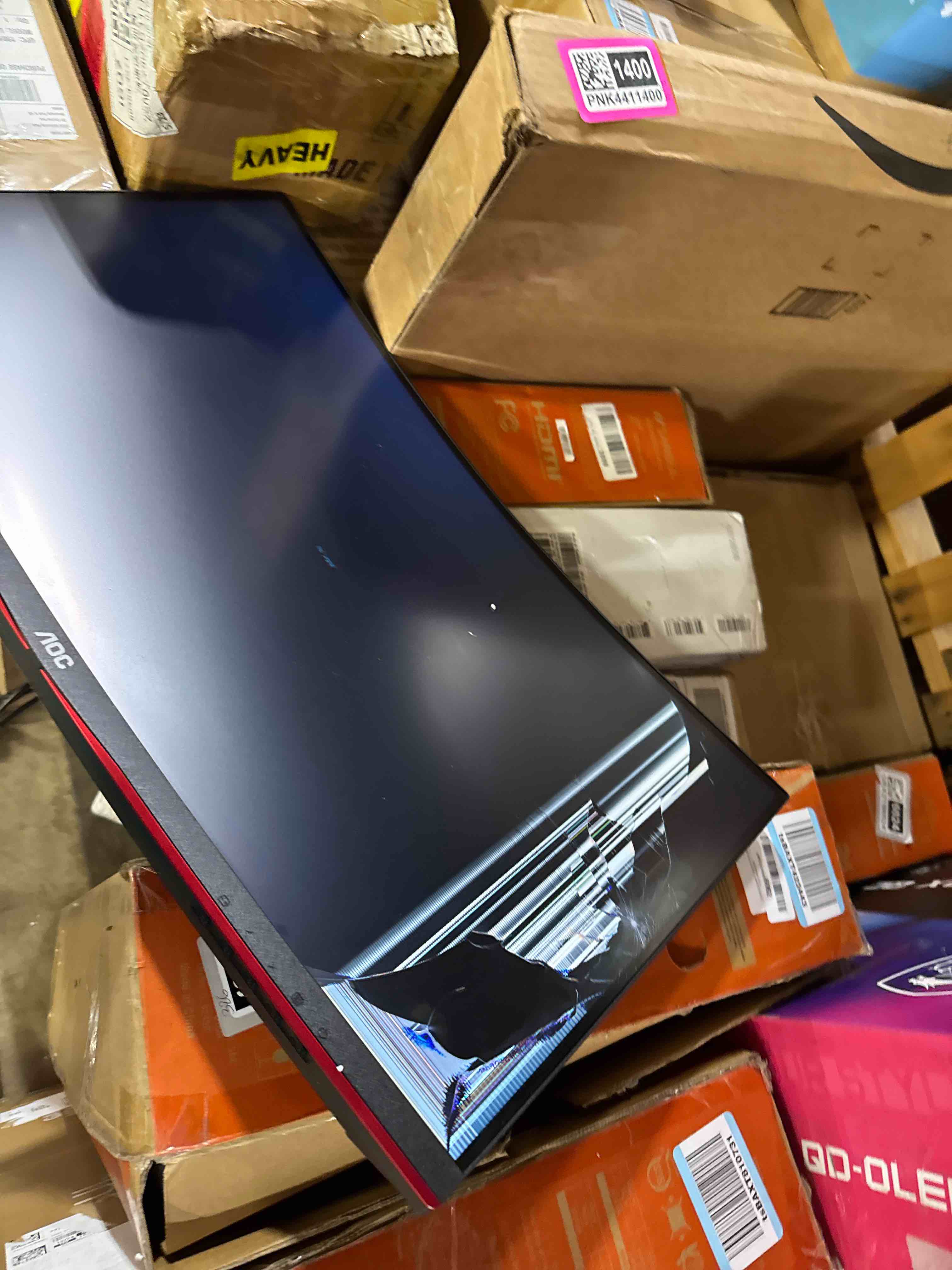 Condition photo showing As Is for AOC C27G2Z 27  Curved Frameless Ultra-Fast Gaming Monitor  FHD 1080p  0.5ms 240Hz  FreeSync  HDMI/DP/VGA  Height Adjustable  3-Year Zero Dead Pixel Guarantee  Black  27  FHD Curved