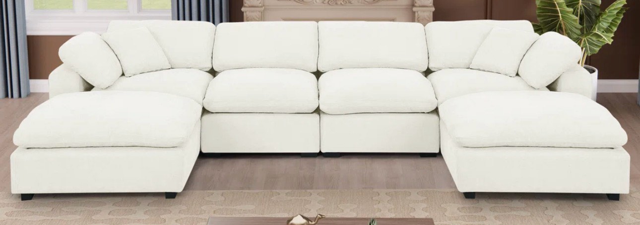 wilroy 6-piece comfy u shaped sofa couch reversible chaise sectional ( missing two middle pieces you can still make a good loveseat out of it)