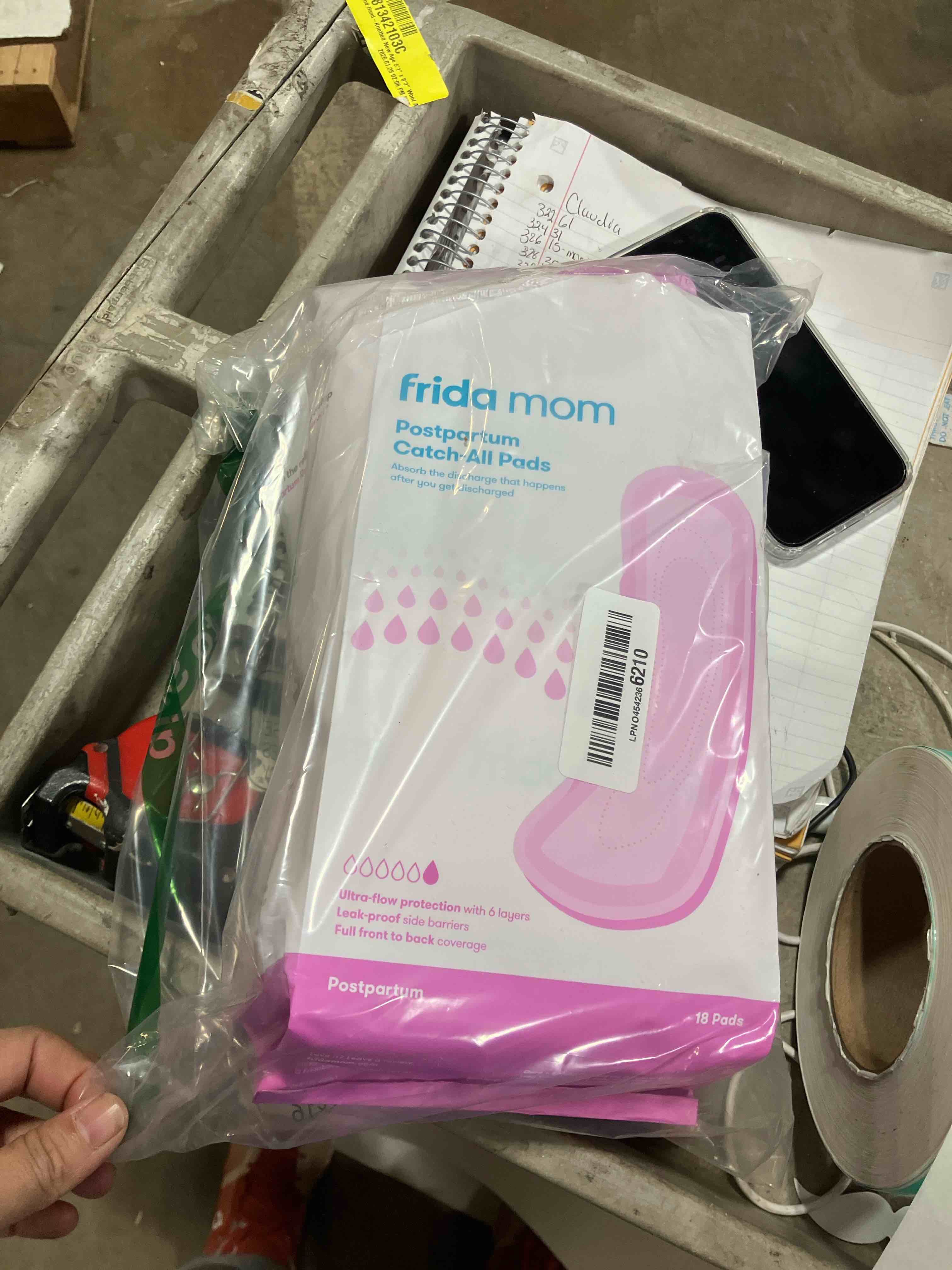 Condition photo showing Good Condition for Frida Mom Postpartum Pads, Leak Proof Feminine Care Maxi Pads, 6 Layers of Protection for Maximum Absorbency (18ct) 2-in-1 Postpartum Pads 18 Count (Pack of 1)